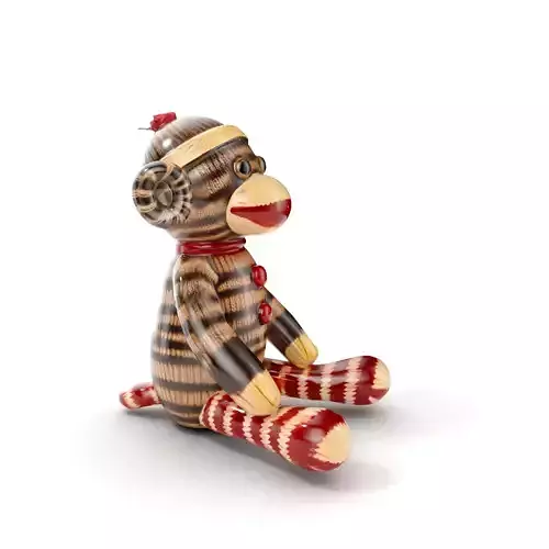 Sock Monkey Toy Model Pack for Production and Games Low-poly 3D model