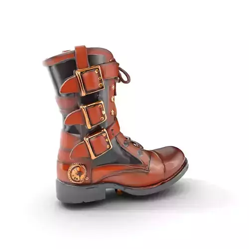 Steampunk Boot Model Pack with Detailed Gears Low-poly 3D model