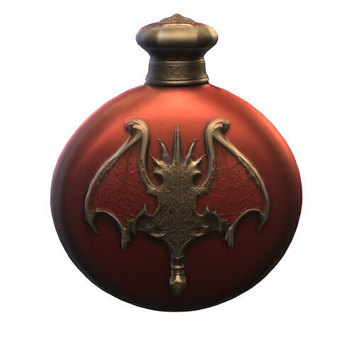 Vampire Sigil Flask Dark Fantasy Potion Bottle Low-poly 3D model