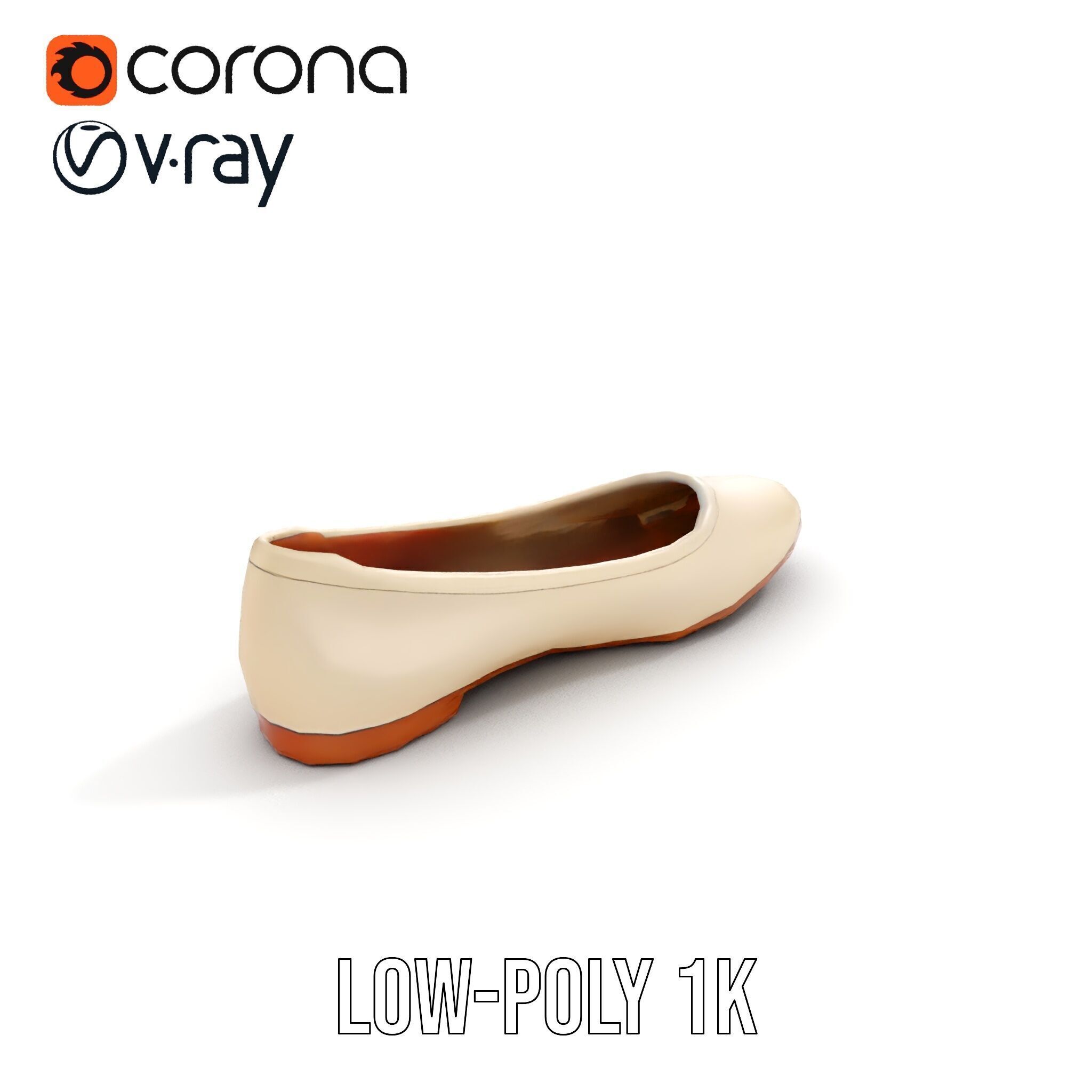 Elegant Beige Flat Shoe D Model Pack Low-poly 3D model_16