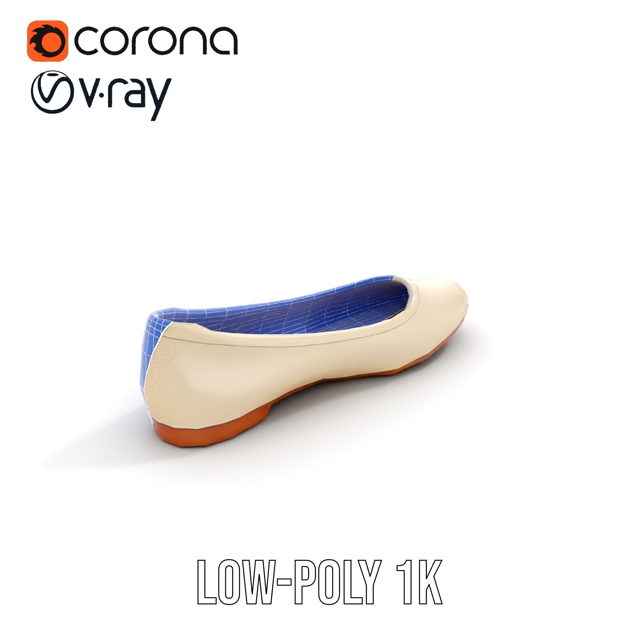 Elegant Beige Flat Shoe D Model Pack Low-poly 3D model_18