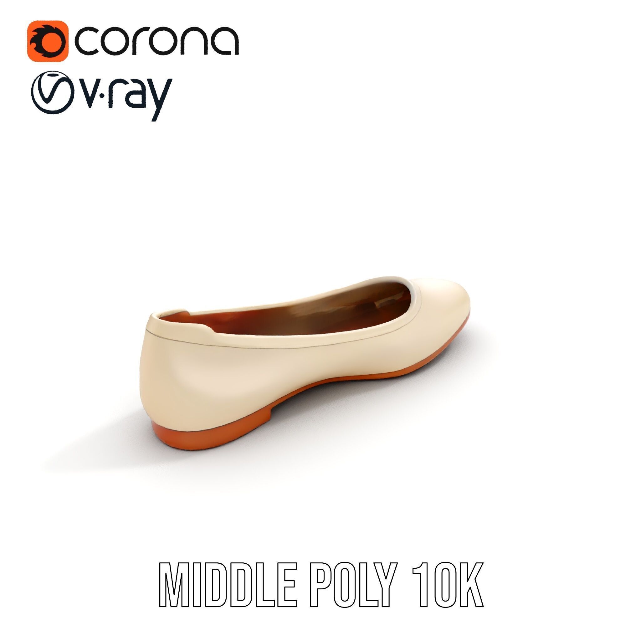 Elegant Beige Flat Shoe D Model Pack Low-poly 3D model_12