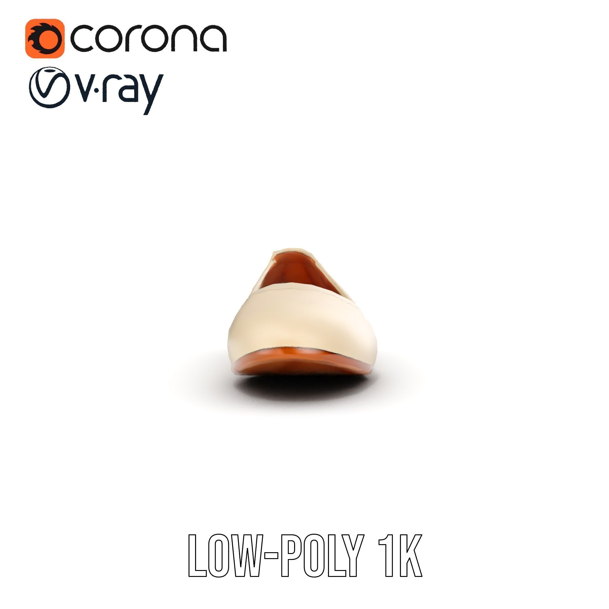 Elegant Beige Flat Shoe D Model Pack Low-poly 3D model_13