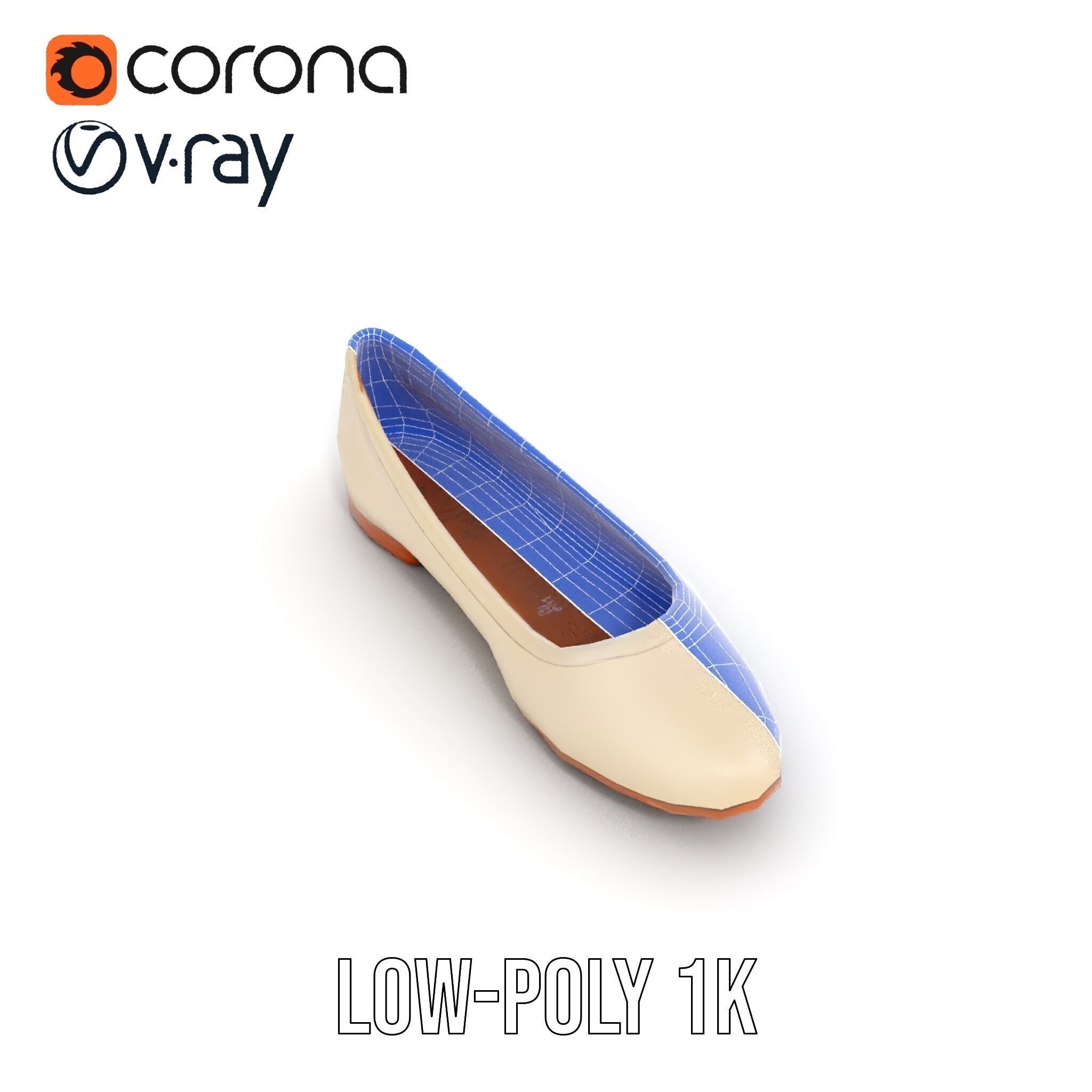 Elegant Beige Flat Shoe D Model Pack Low-poly 3D model_23