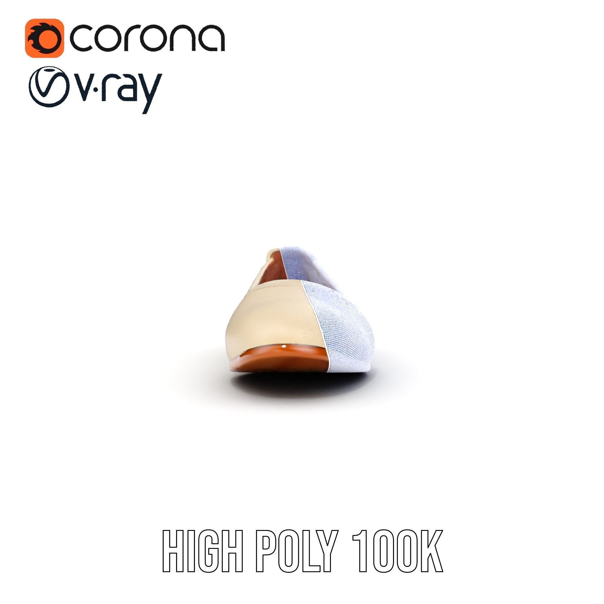 Elegant Beige Flat Shoe D Model Pack Low-poly 3D model_33