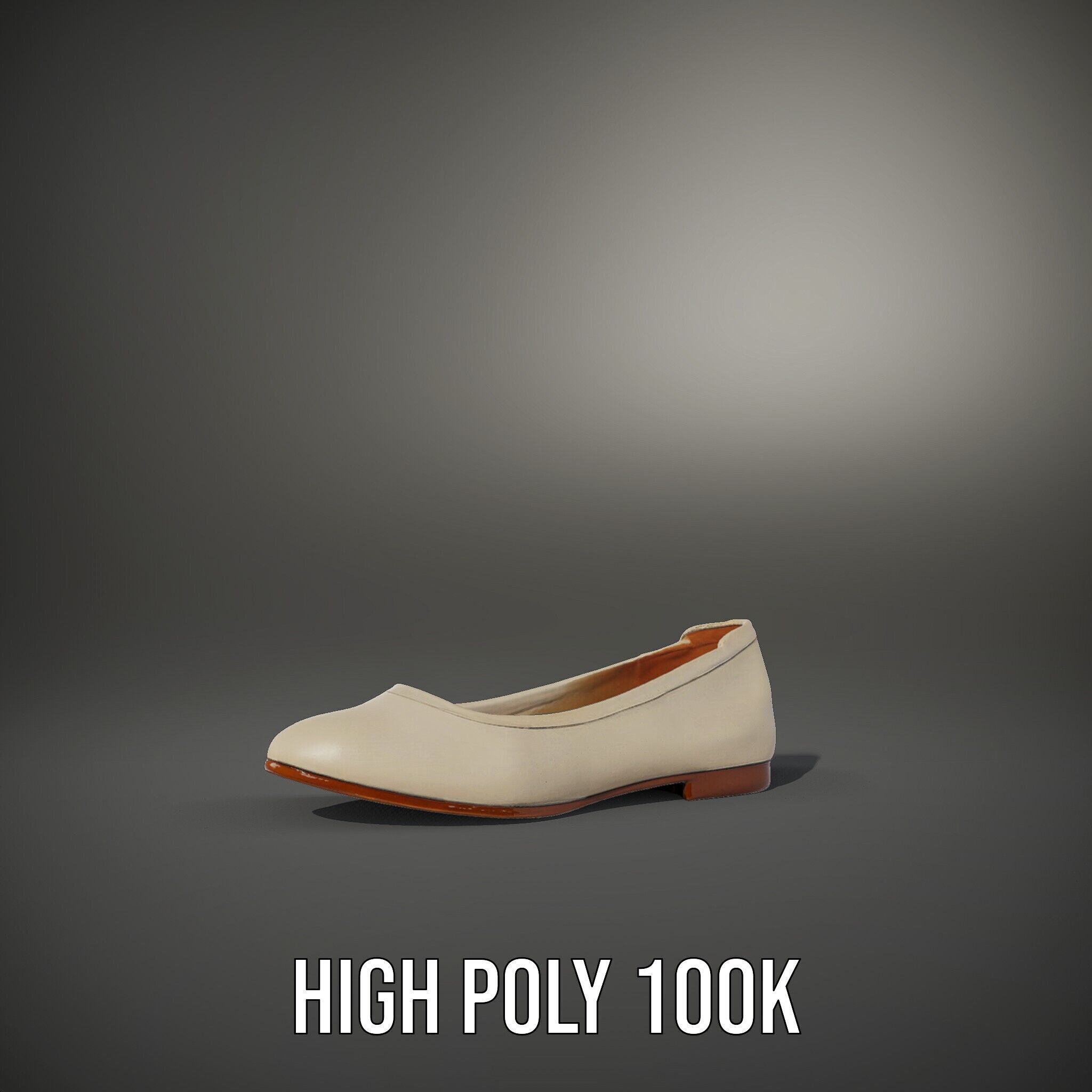 Elegant Beige Flat Shoe D Model Pack Low-poly 3D model_11