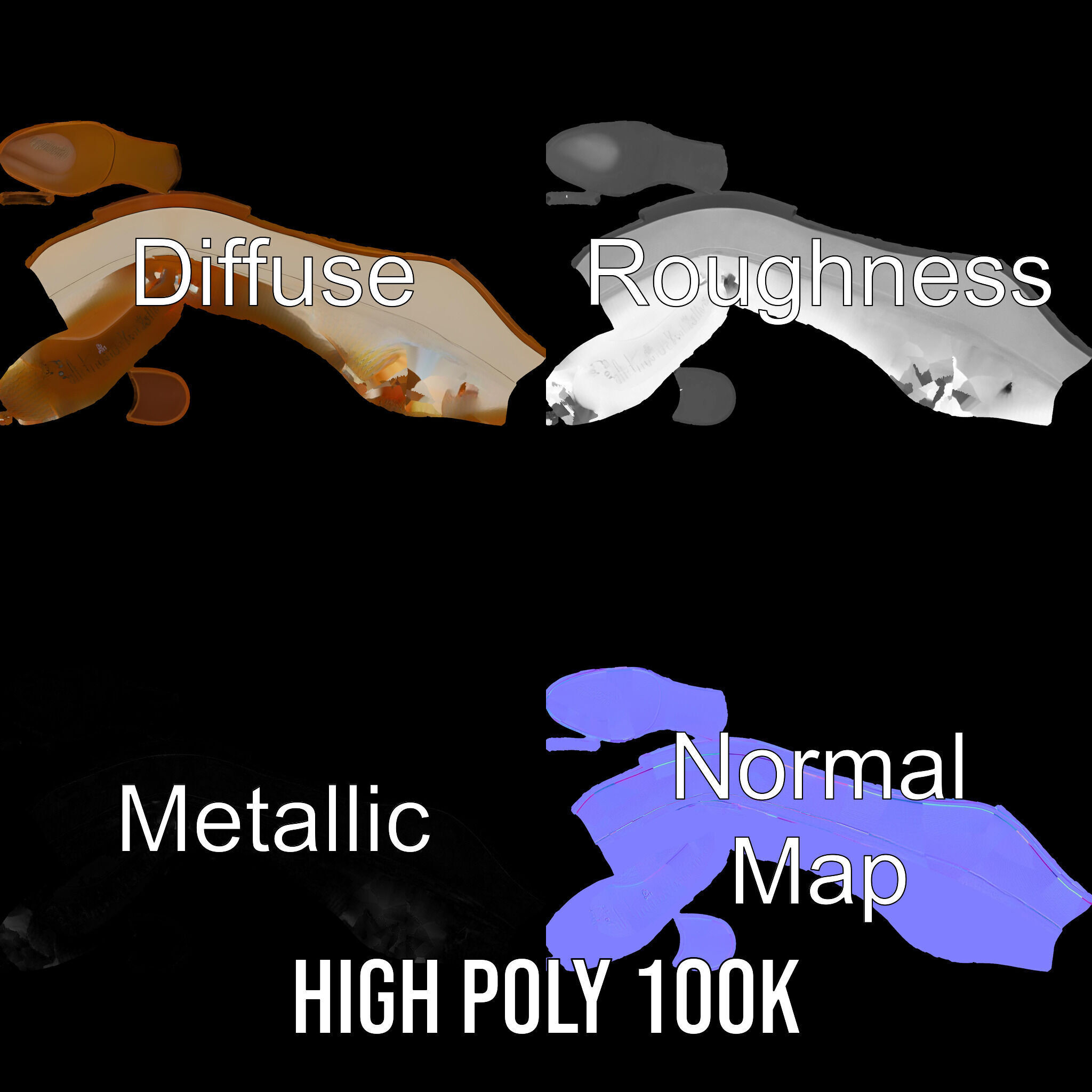 Elegant Beige Flat Shoe D Model Pack Low-poly 3D model_3