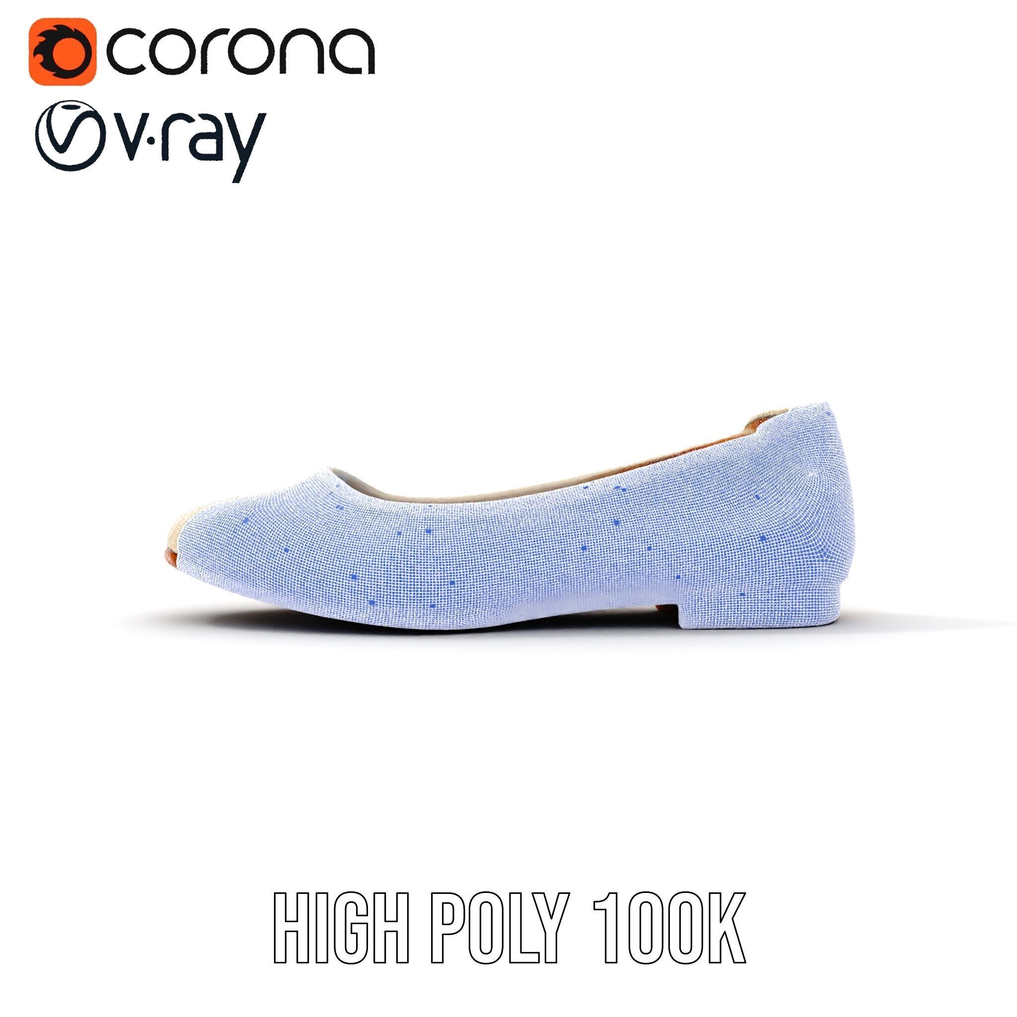 Elegant Beige Flat Shoe D Model Pack Low-poly 3D model_30