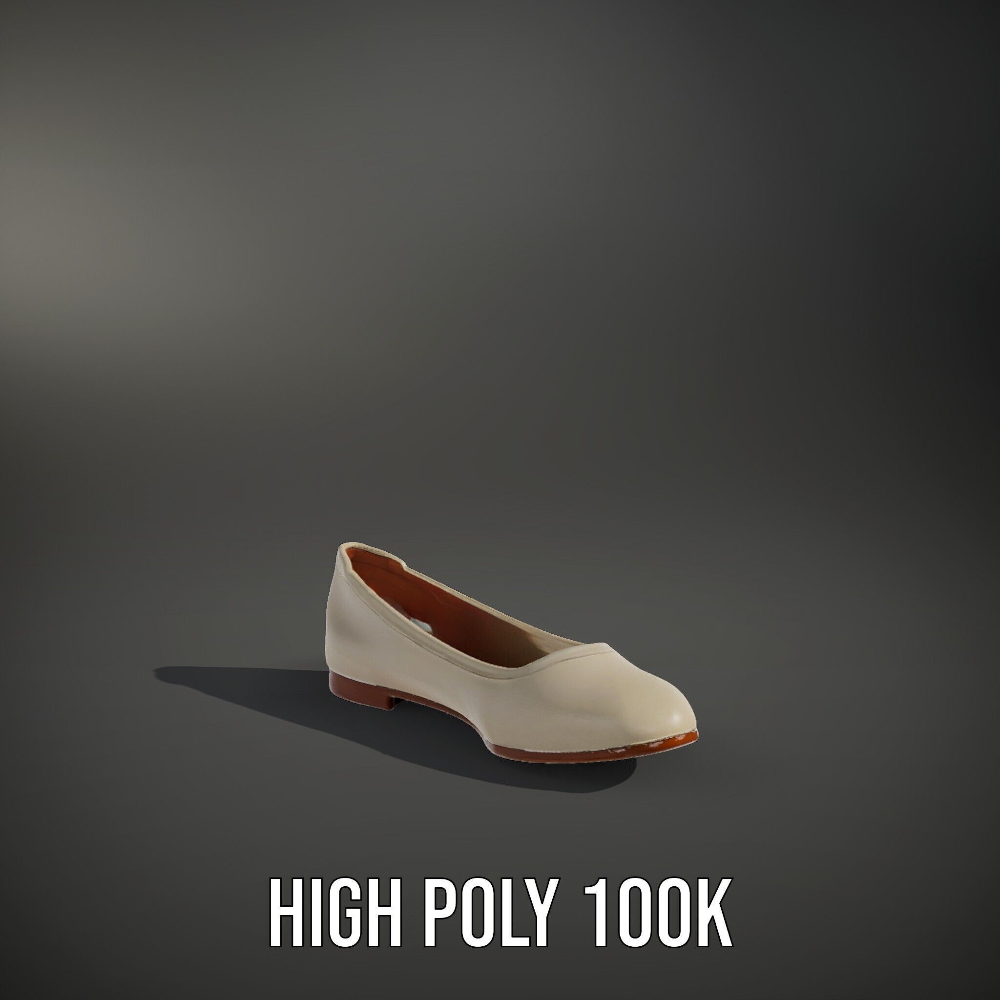 Elegant Beige Flat Shoe D Model Pack Low-poly 3D model_8