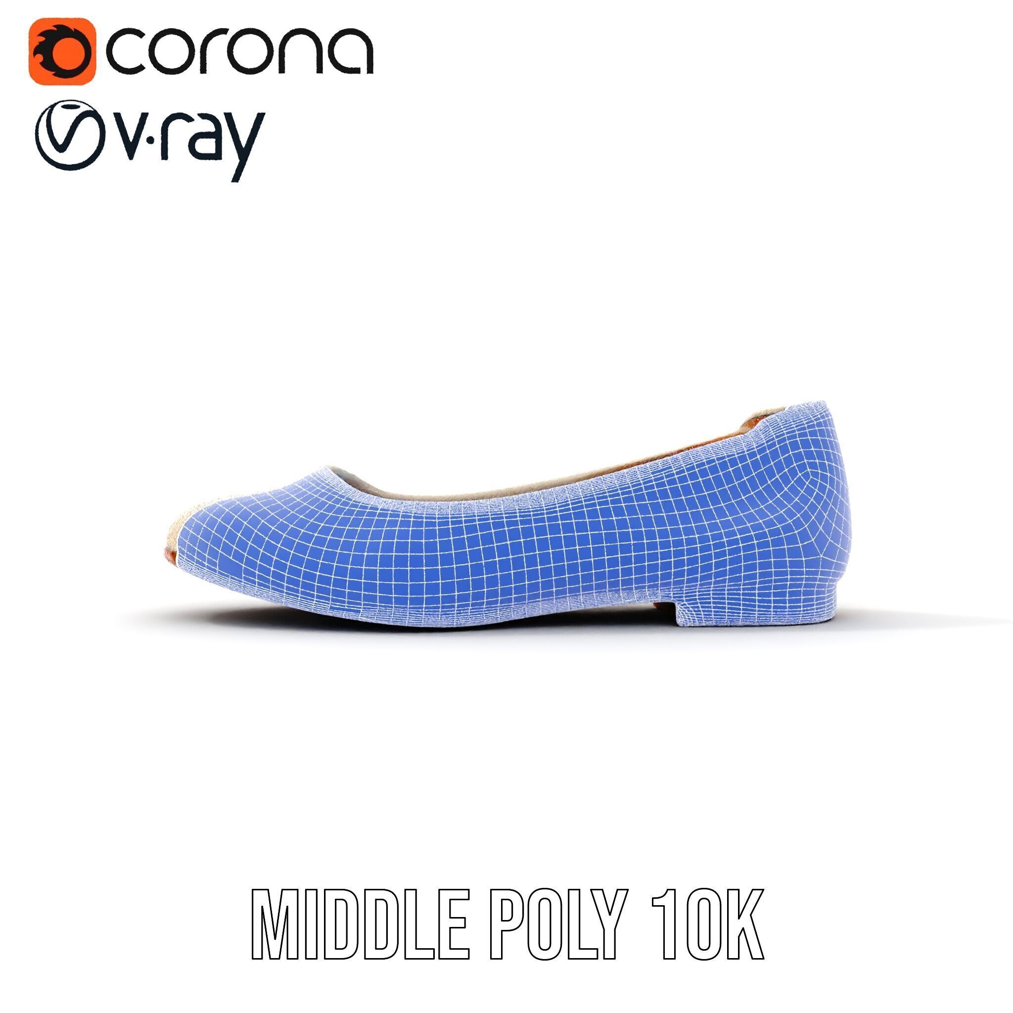 Elegant Beige Flat Shoe D Model Pack Low-poly 3D model_25