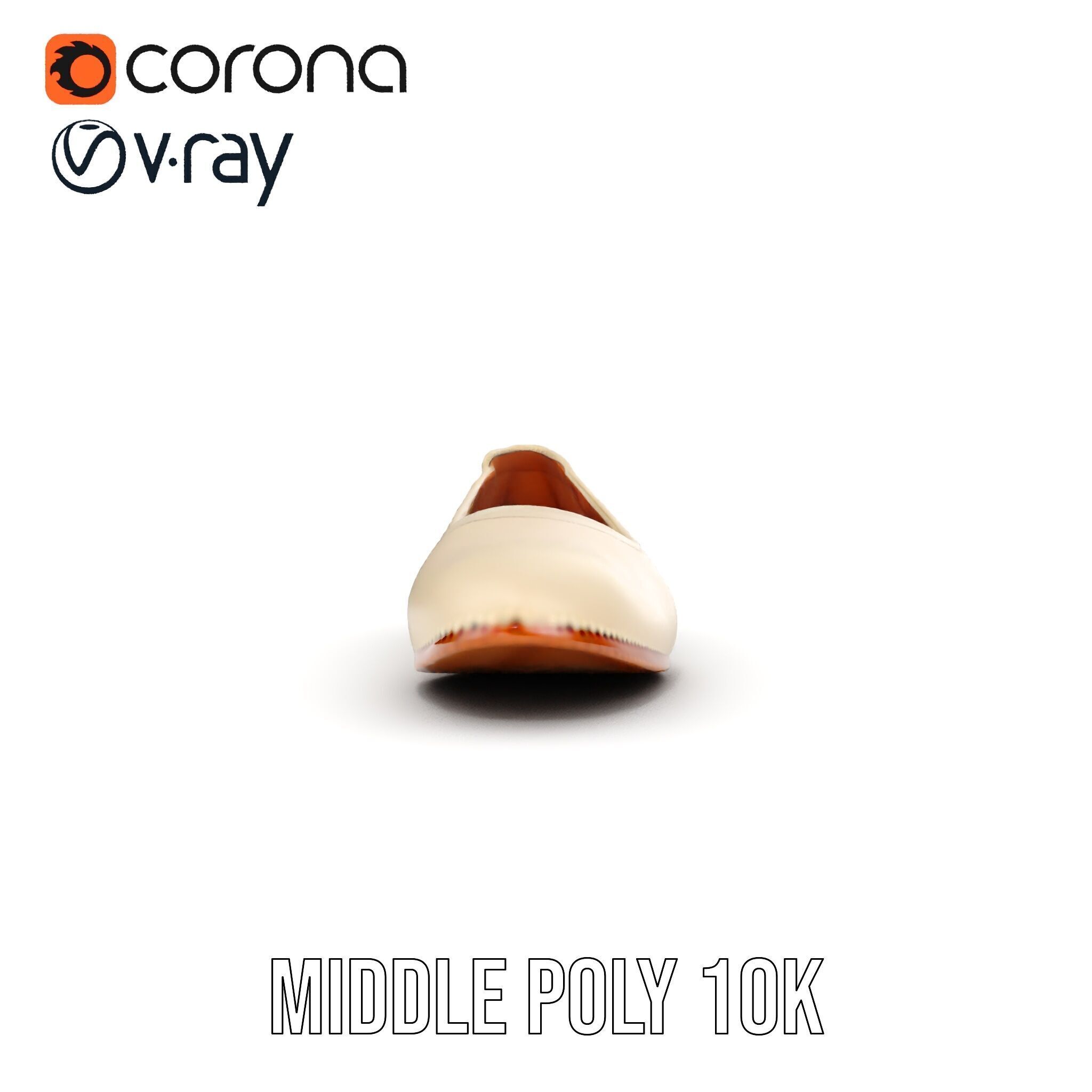 Elegant Beige Flat Shoe D Model Pack Low-poly 3D model_17