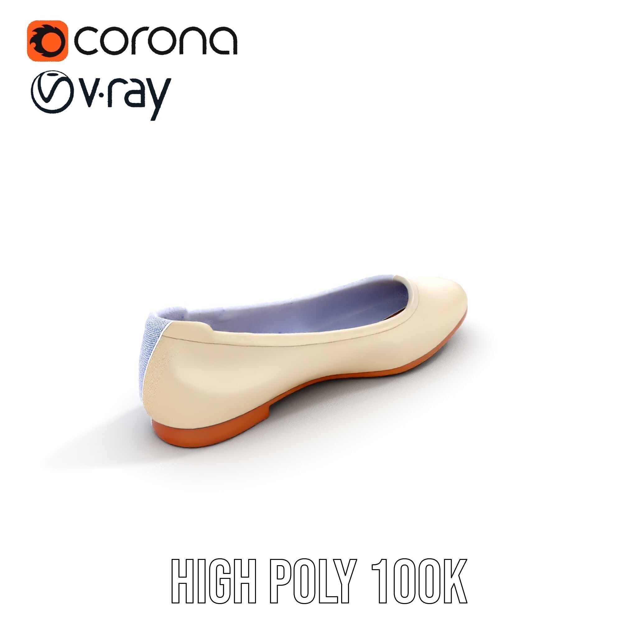 Elegant Beige Flat Shoe D Model Pack Low-poly 3D model_24
