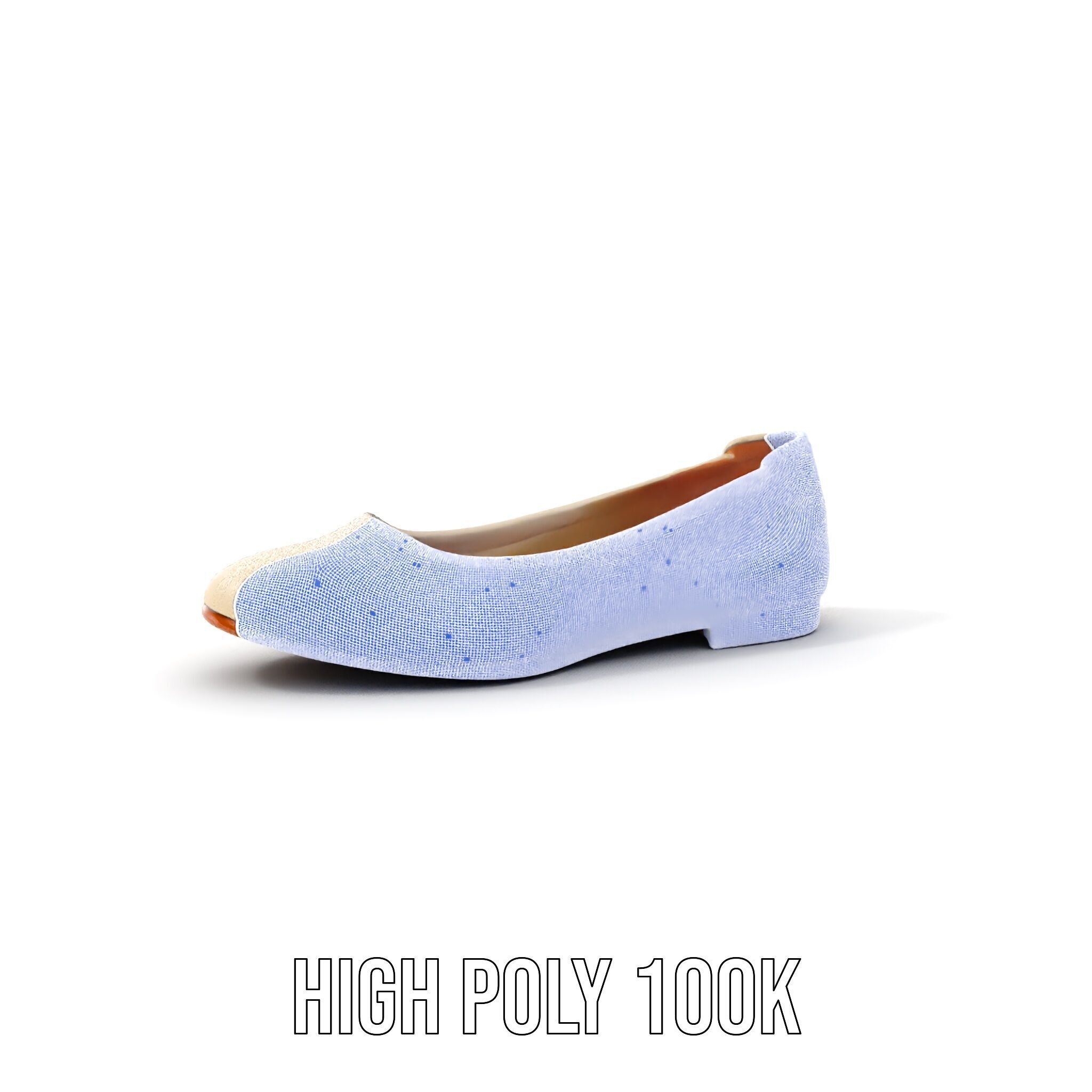 Elegant Beige Flat Shoe D Model Pack Low-poly 3D model_4
