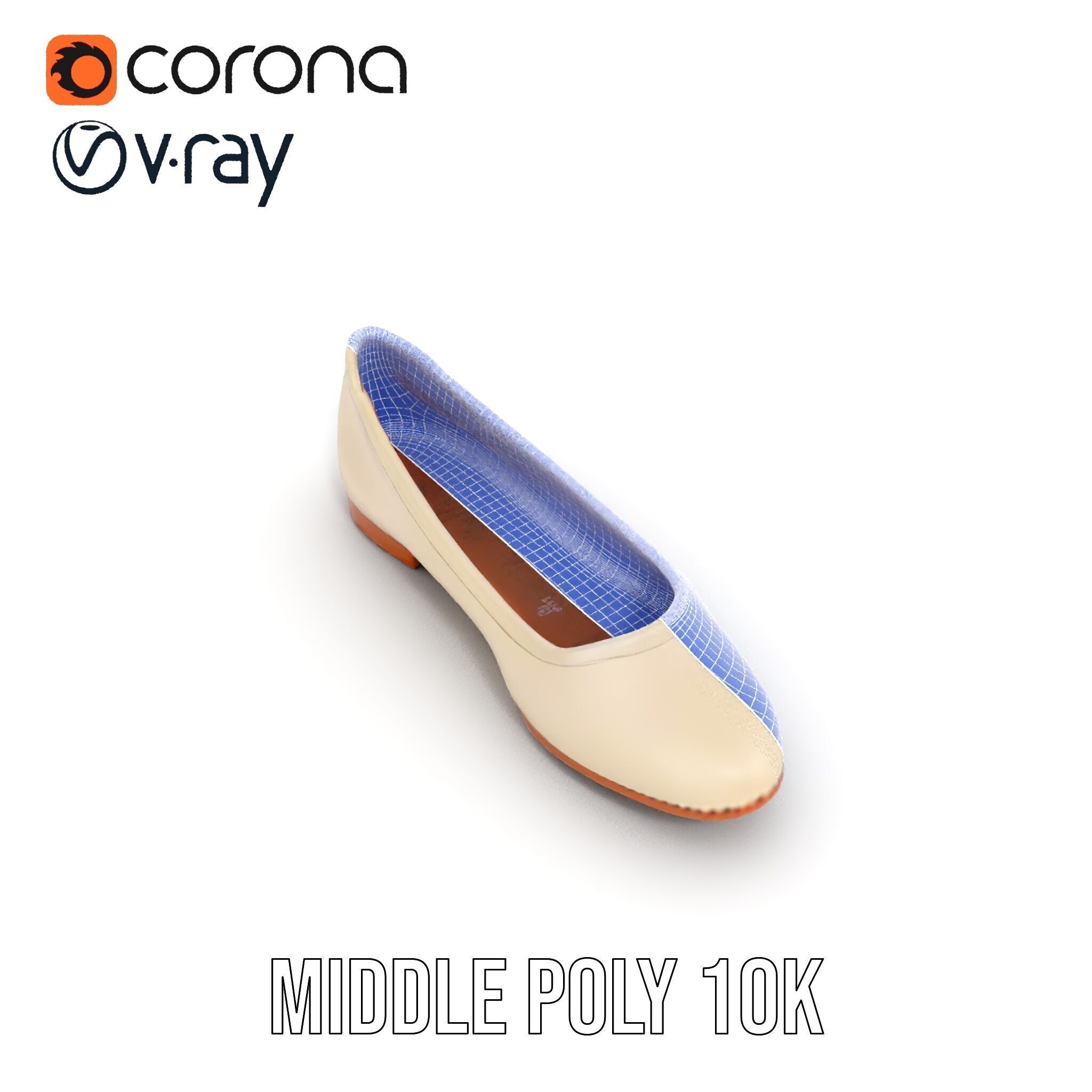 Elegant Beige Flat Shoe D Model Pack Low-poly 3D model_31