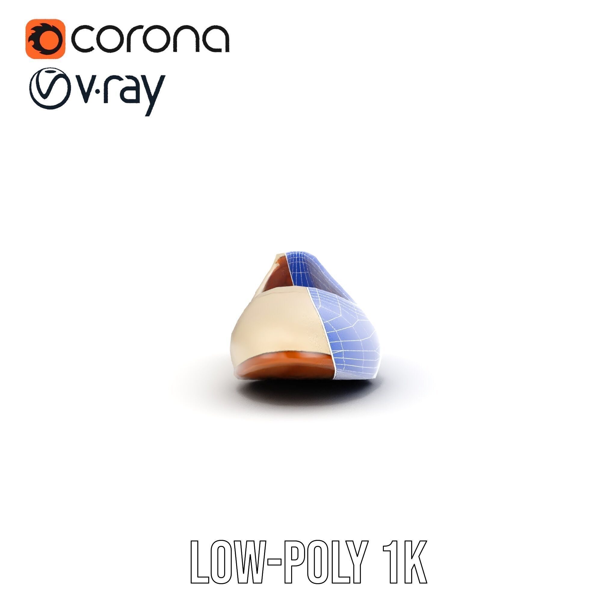 Elegant Beige Flat Shoe D Model Pack Low-poly 3D model_32