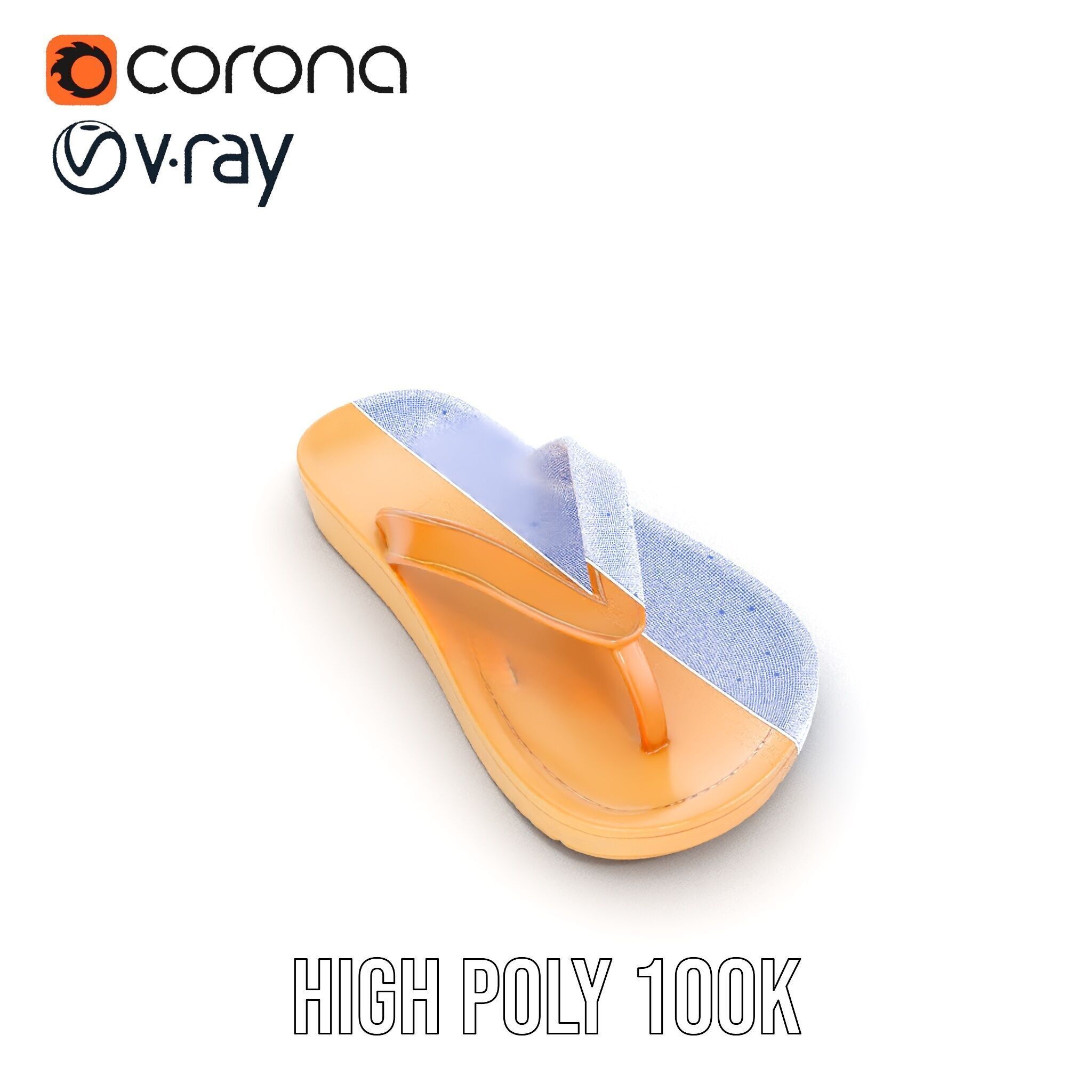 Realistic FlipFlop Sandals D Model Pack Low-poly 3D model_37