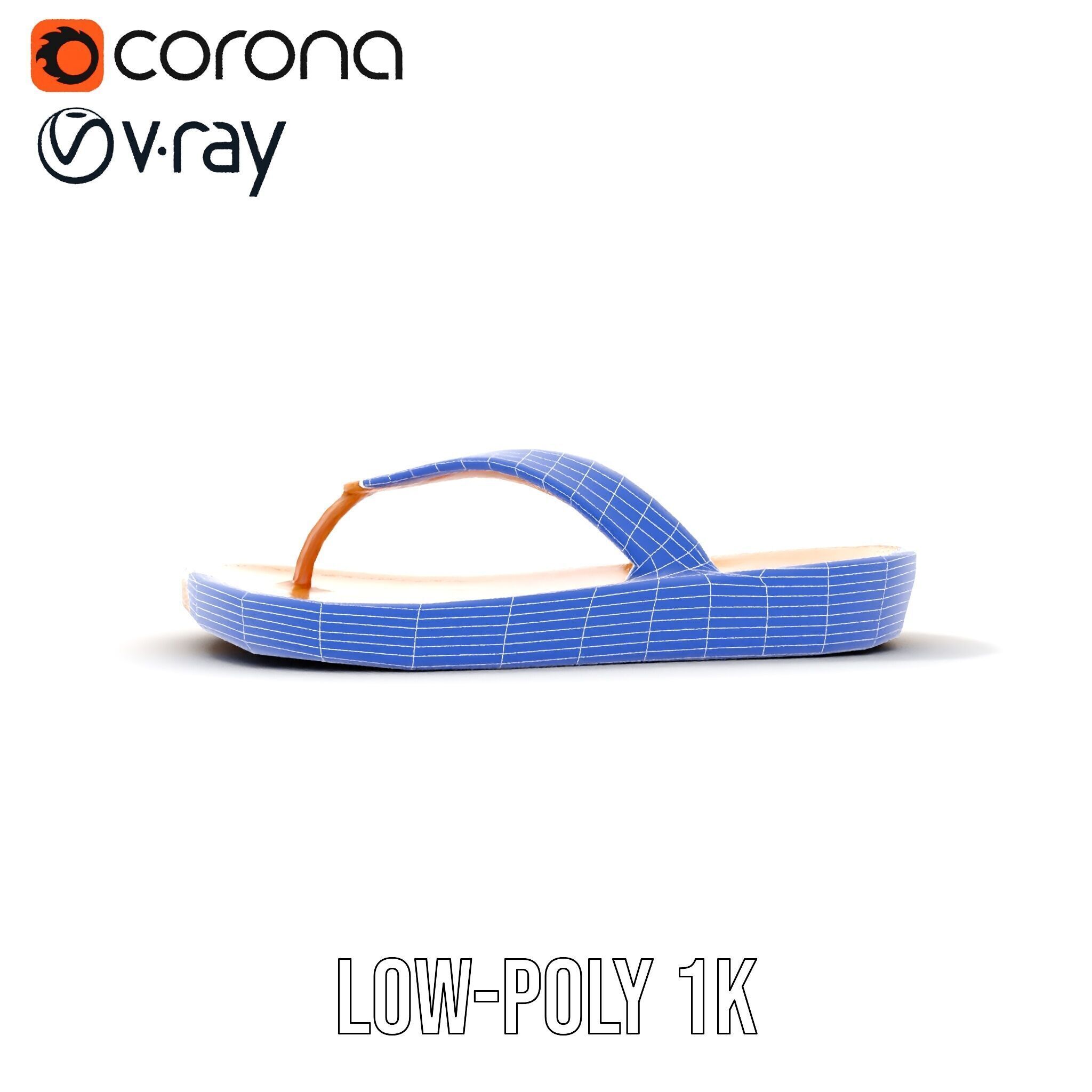 Realistic FlipFlop Sandals D Model Pack Low-poly 3D model_26