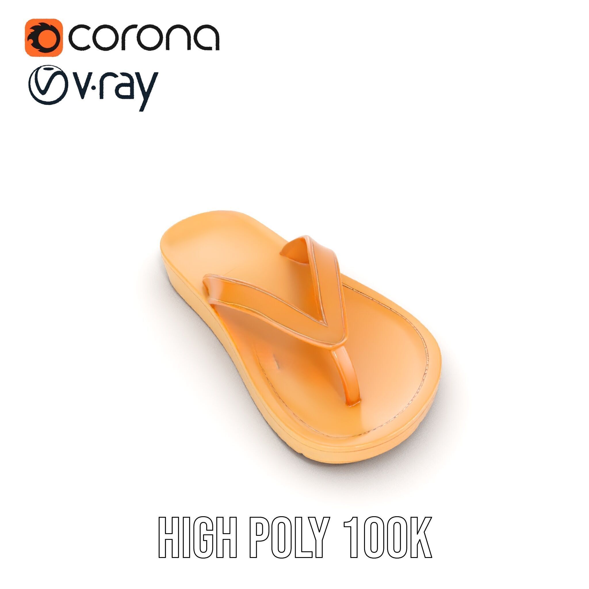 Realistic FlipFlop Sandals D Model Pack Low-poly 3D model_27