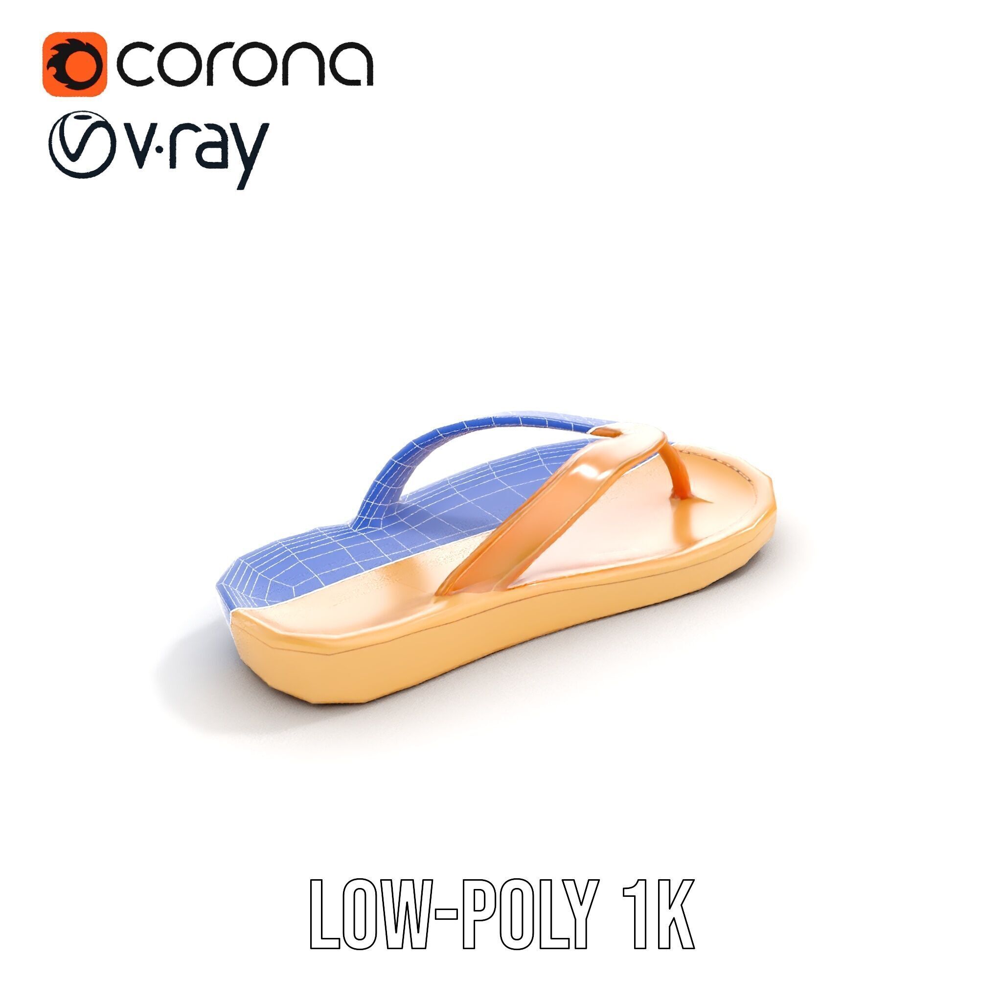 Realistic FlipFlop Sandals D Model Pack Low-poly 3D model_23