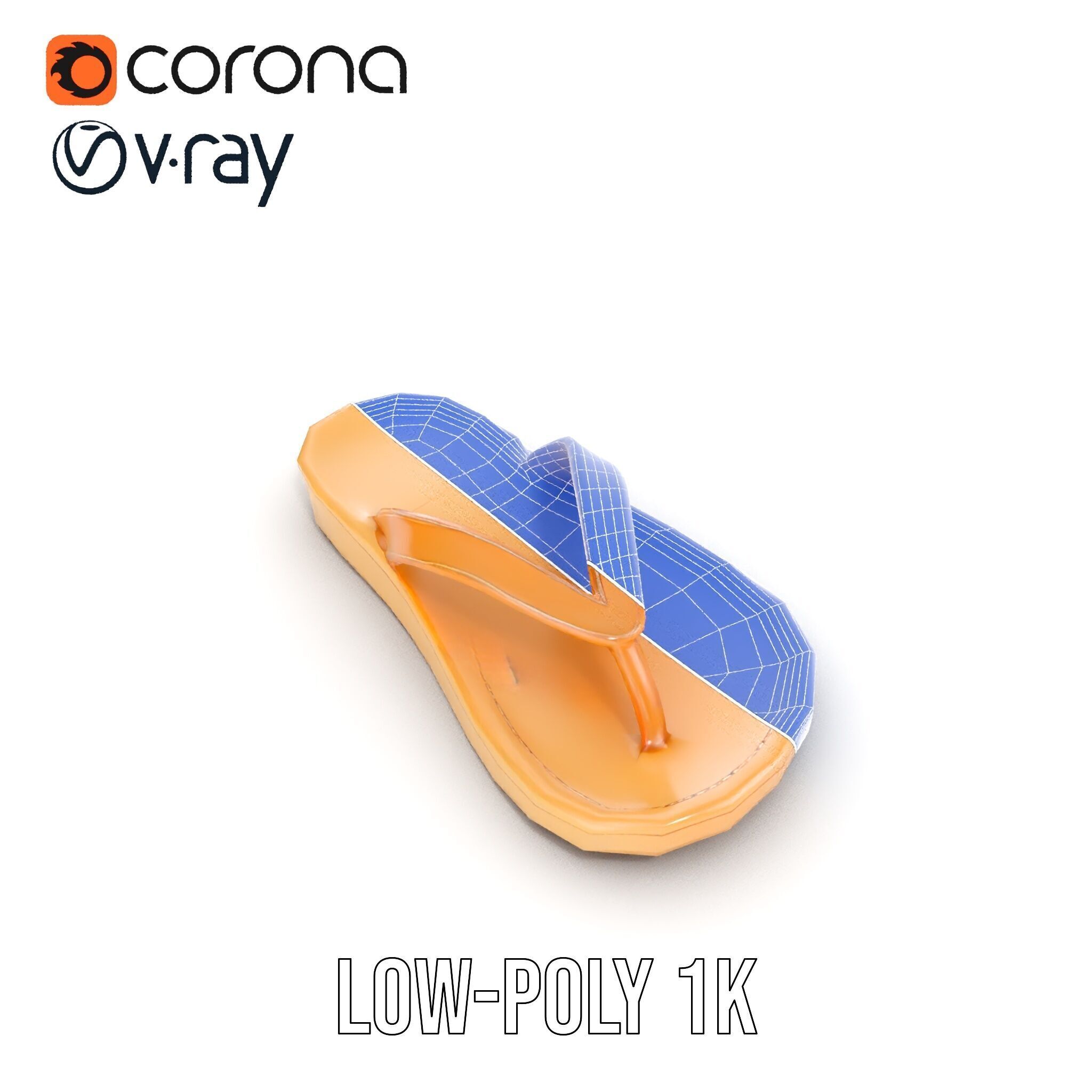 Realistic FlipFlop Sandals D Model Pack Low-poly 3D model_29