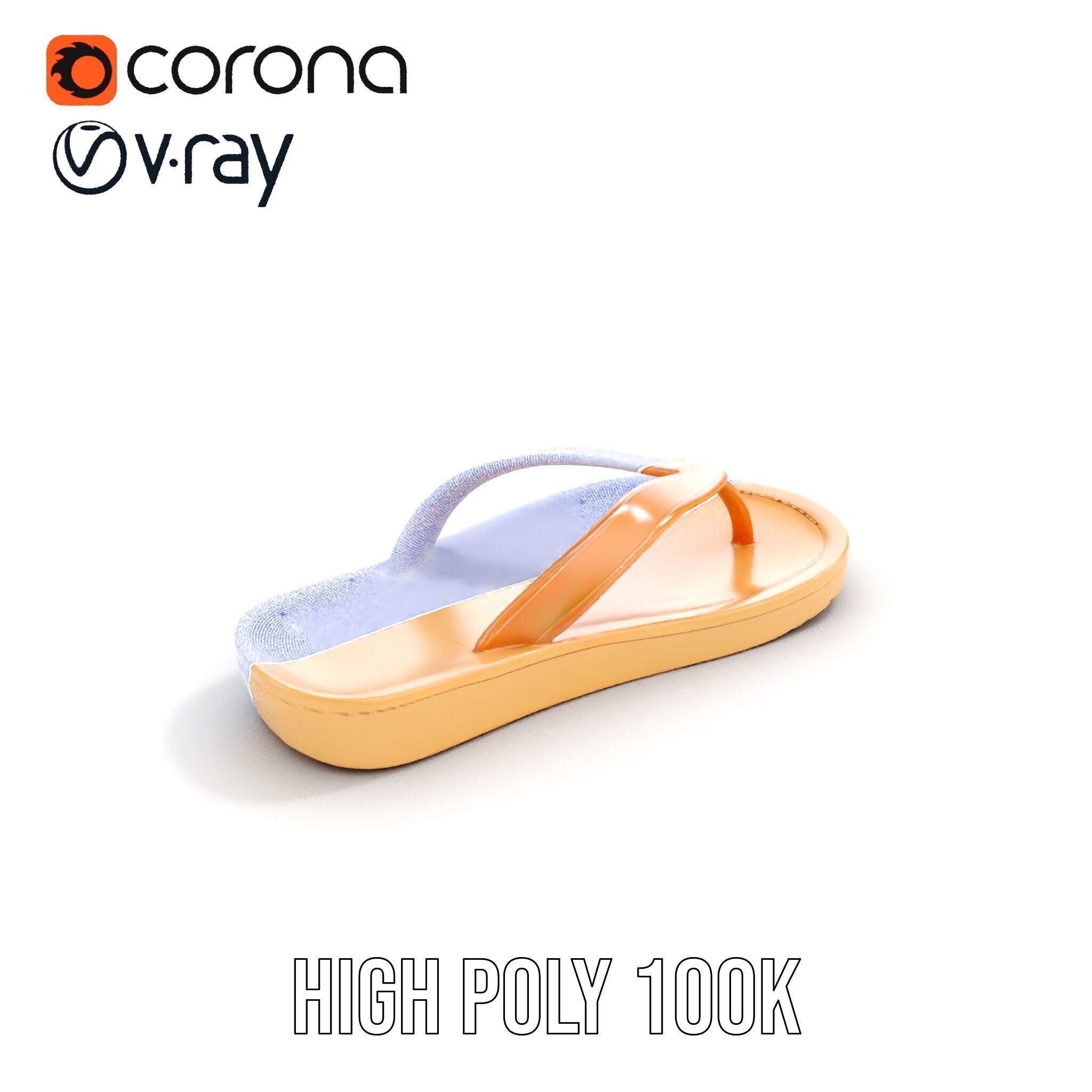 Realistic FlipFlop Sandals D Model Pack Low-poly 3D model_30
