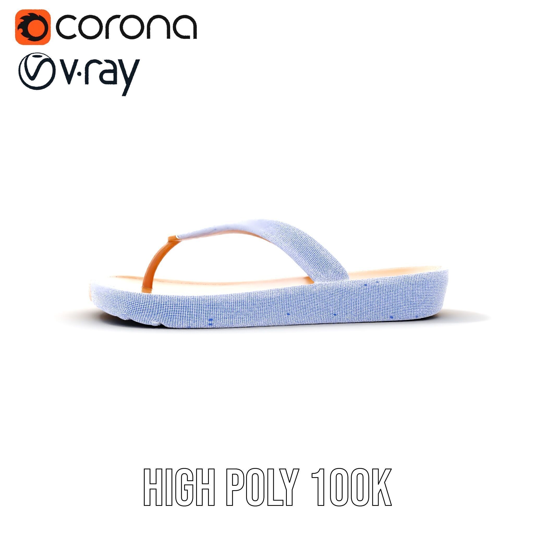 Realistic FlipFlop Sandals D Model Pack Low-poly 3D model_38