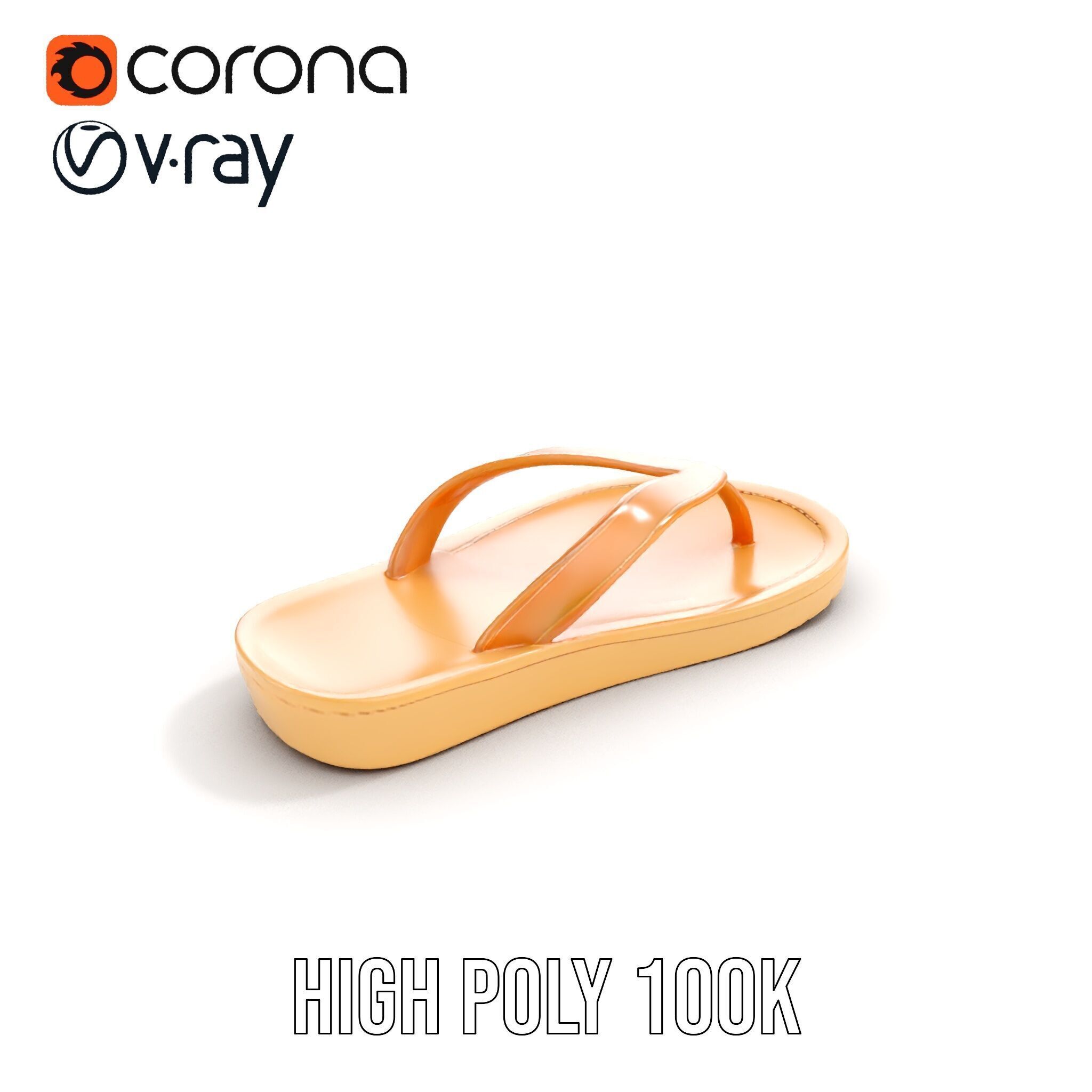 Realistic FlipFlop Sandals D Model Pack Low-poly 3D model_35
