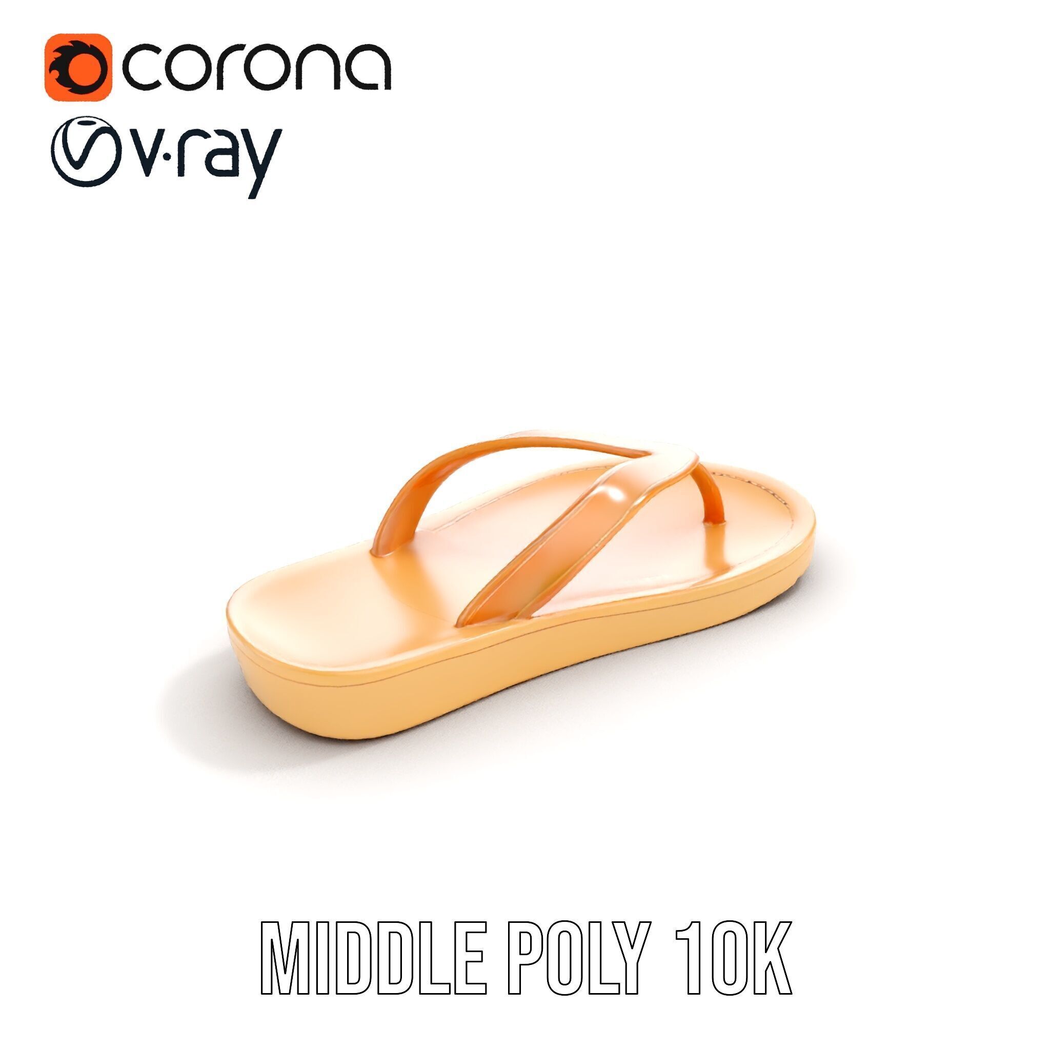 Realistic FlipFlop Sandals D Model Pack Low-poly 3D model_15