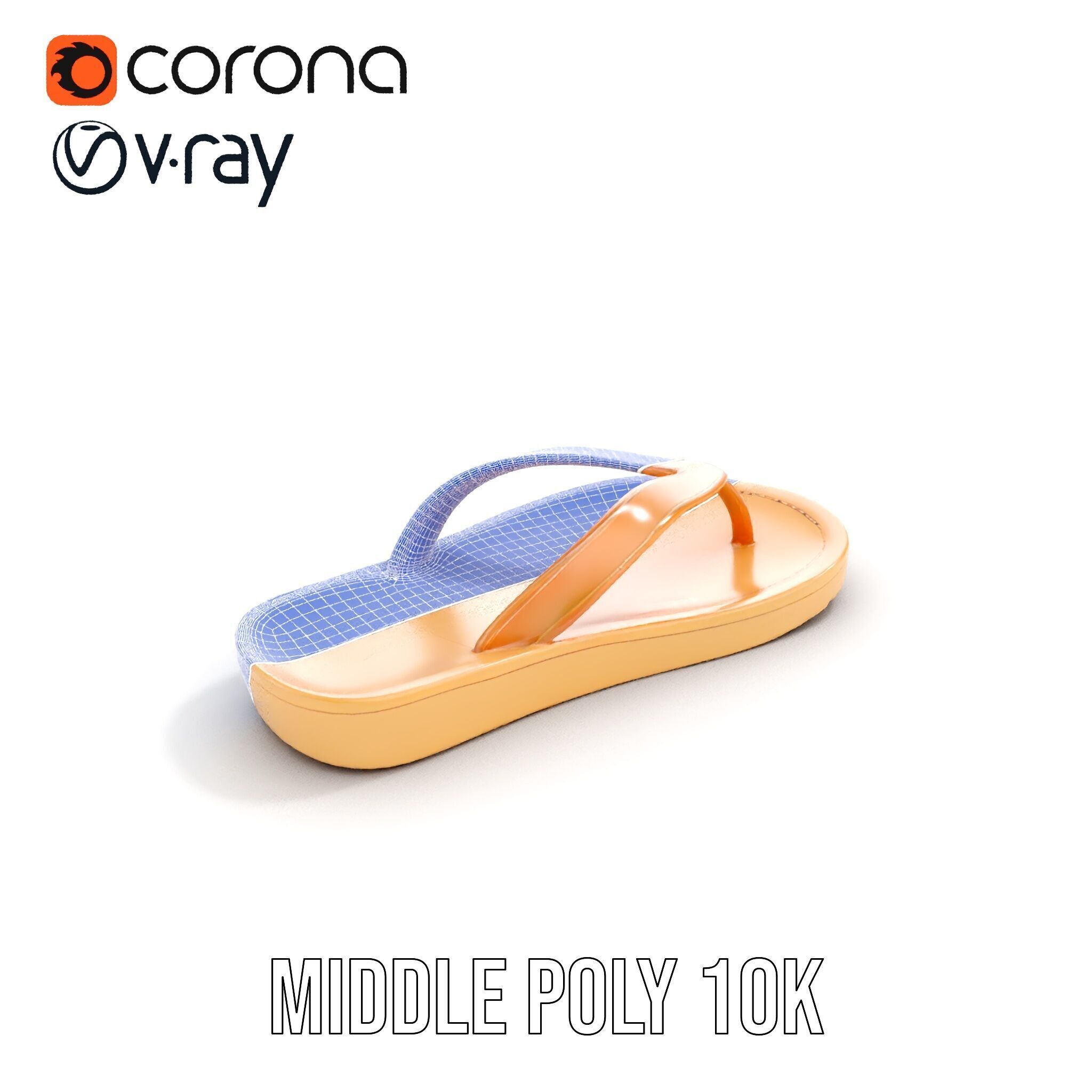 Realistic FlipFlop Sandals D Model Pack Low-poly 3D model_31