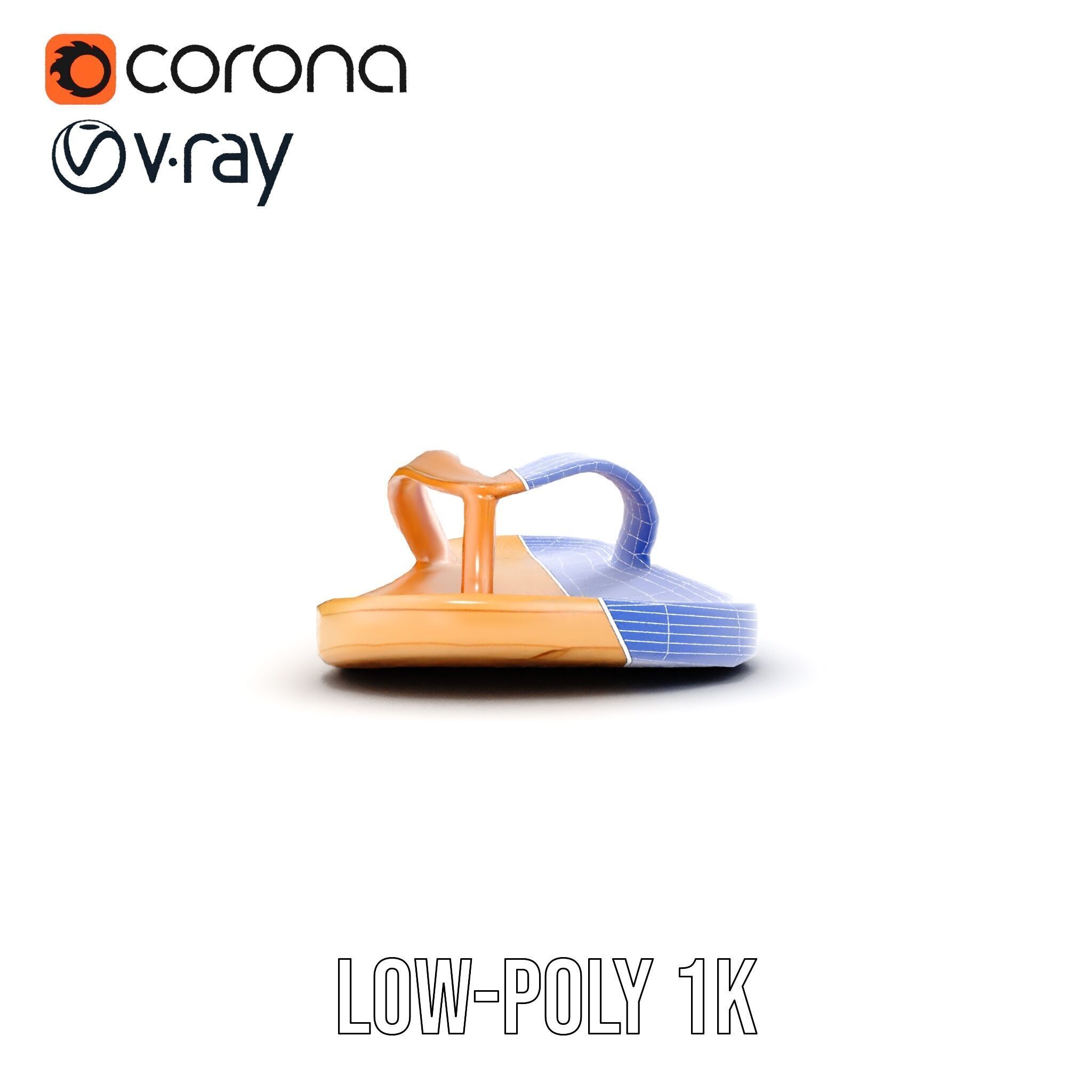 Realistic FlipFlop Sandals D Model Pack Low-poly 3D model_18