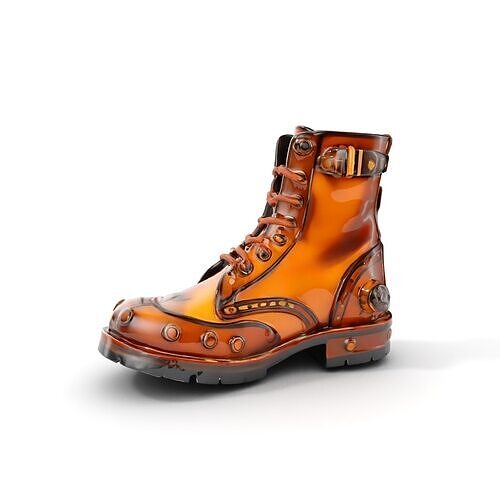 Steampunk Leather Boot Model Pack Low-poly 3D model