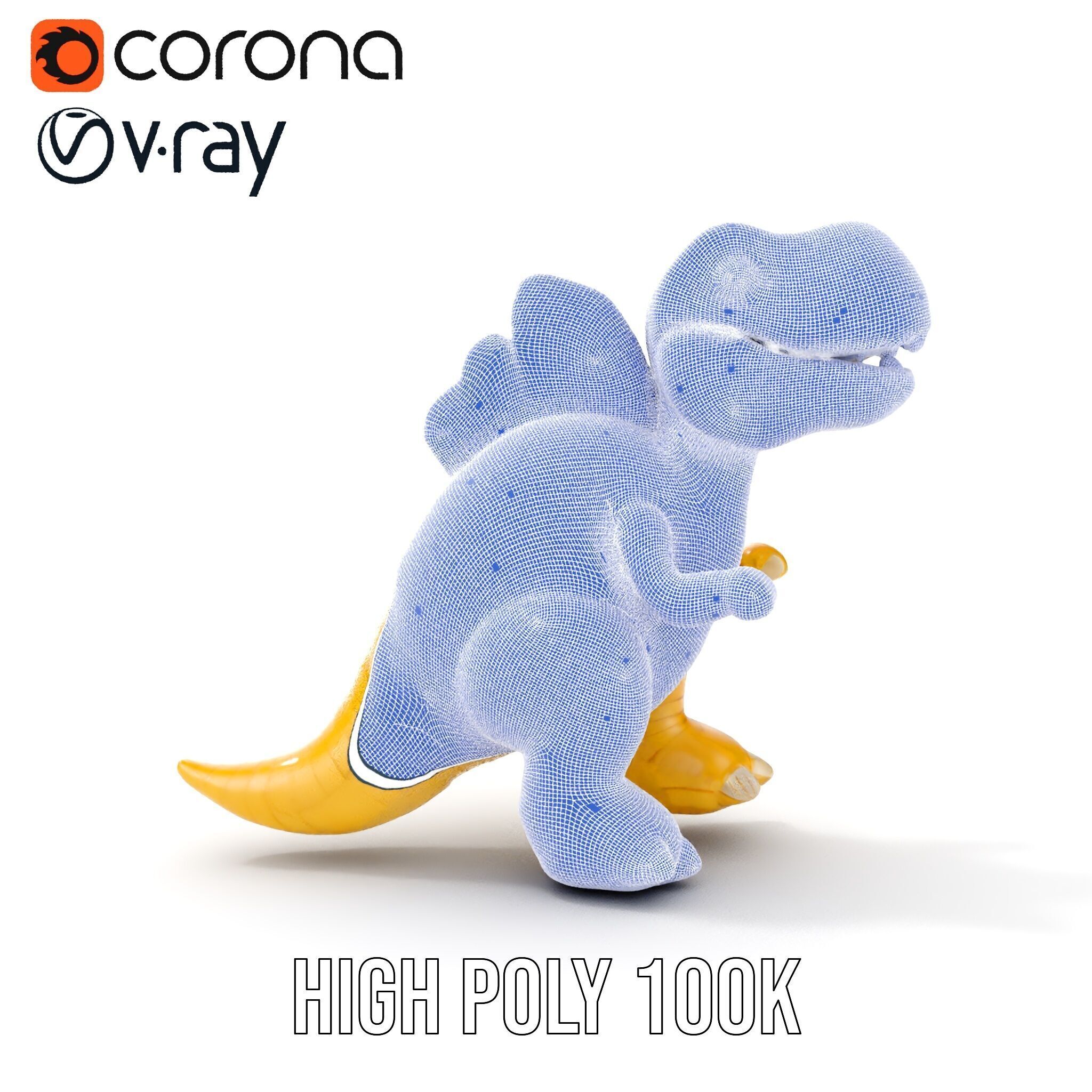 Cute Dinosaur Plush Toy Model Pack Low-poly 3D model_37