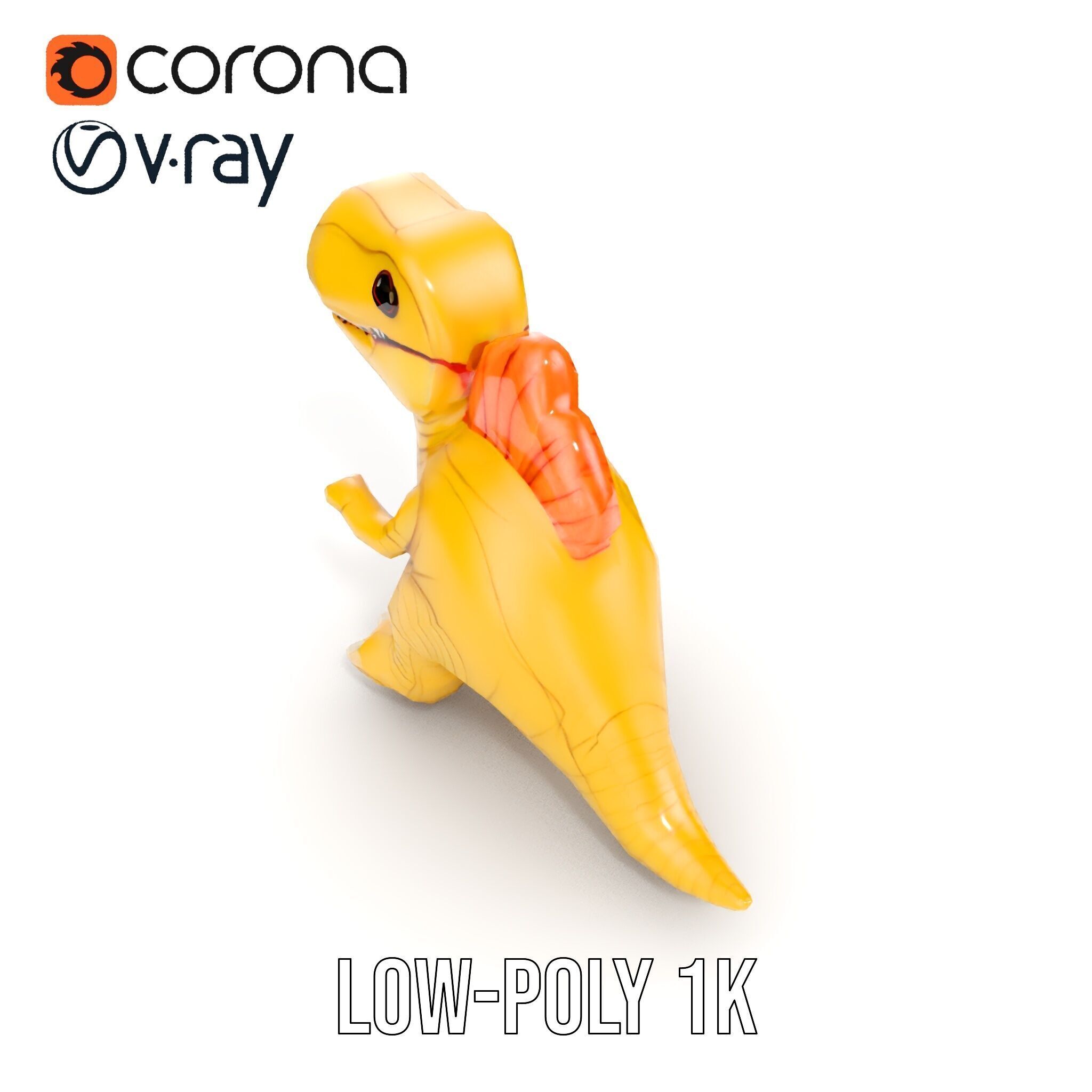 Cute Dinosaur Plush Toy Model Pack Low-poly 3D model_10