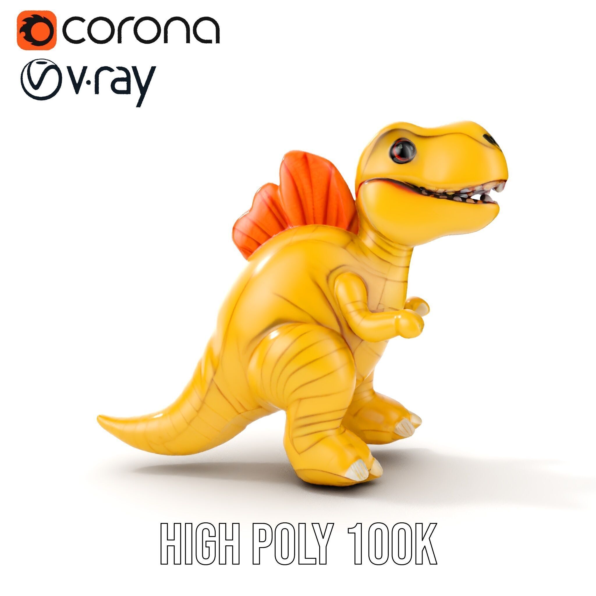 Cute Dinosaur Plush Toy Model Pack Low-poly 3D model_22