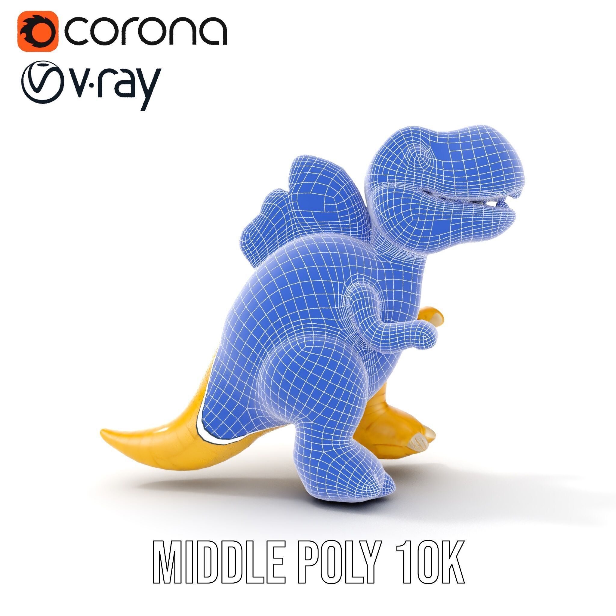 Cute Dinosaur Plush Toy Model Pack Low-poly 3D model_12