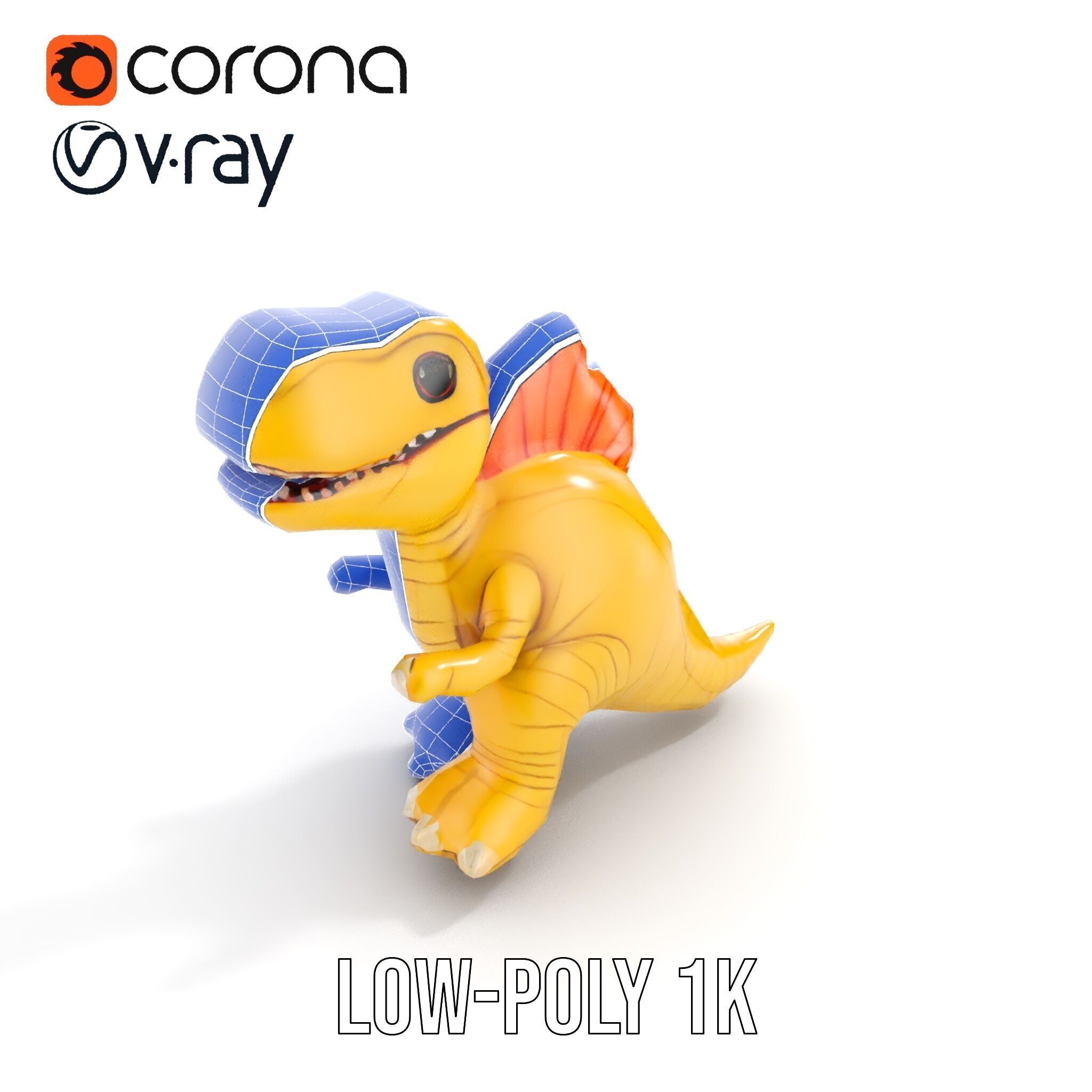 Cute Dinosaur Plush Toy Model Pack Low-poly 3D model_16