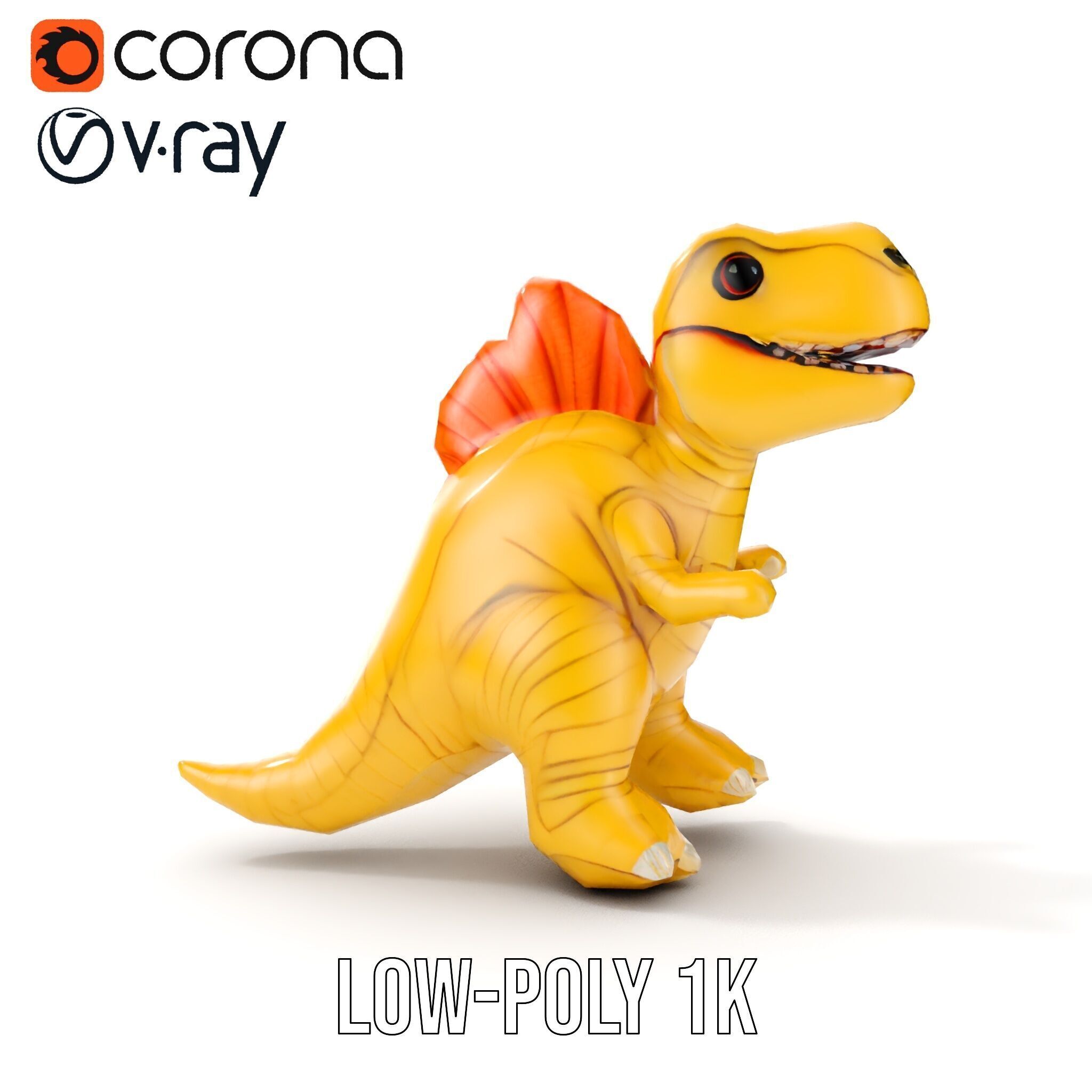 Cute Dinosaur Plush Toy Model Pack Low-poly 3D model_32