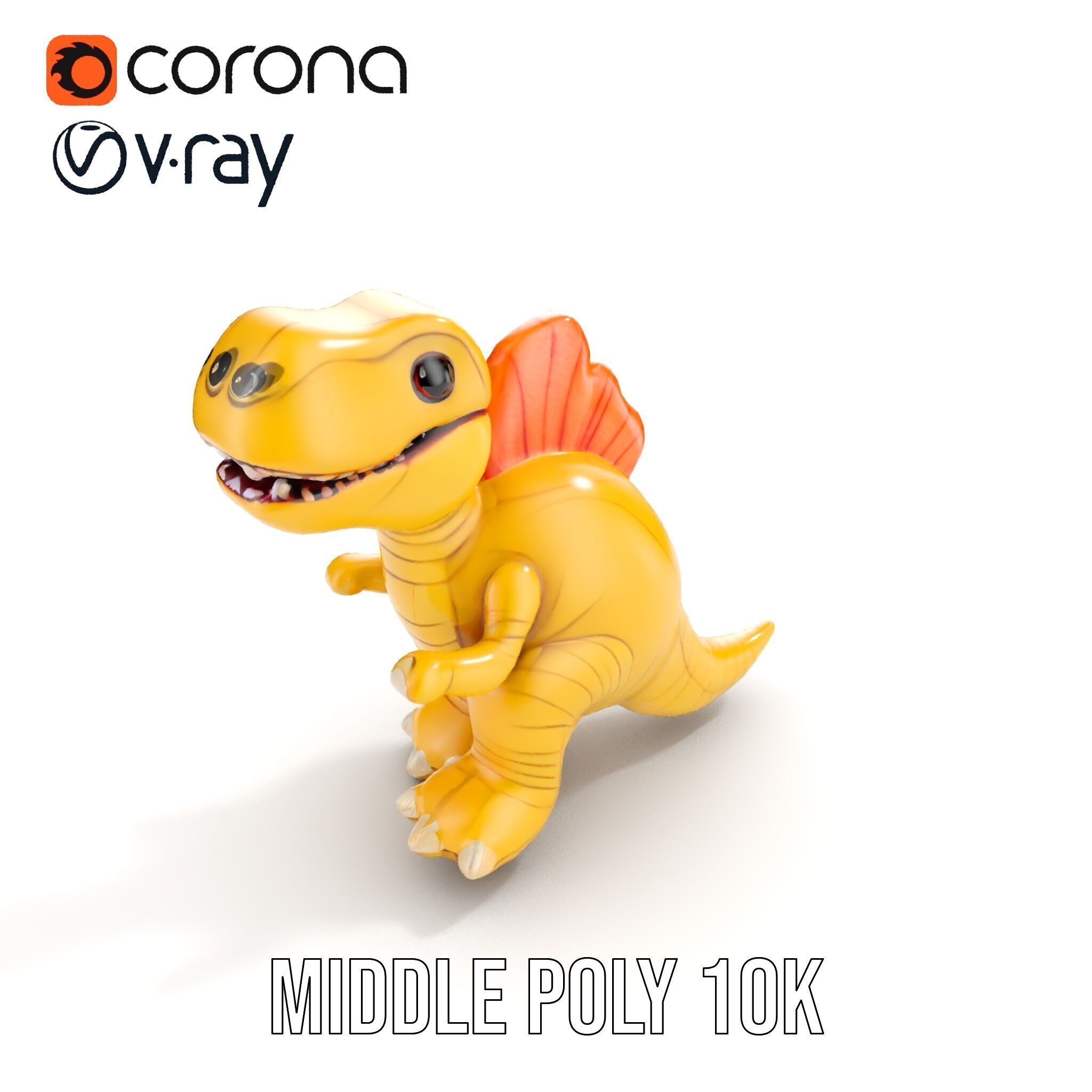 Cute Dinosaur Plush Toy Model Pack Low-poly 3D model_6