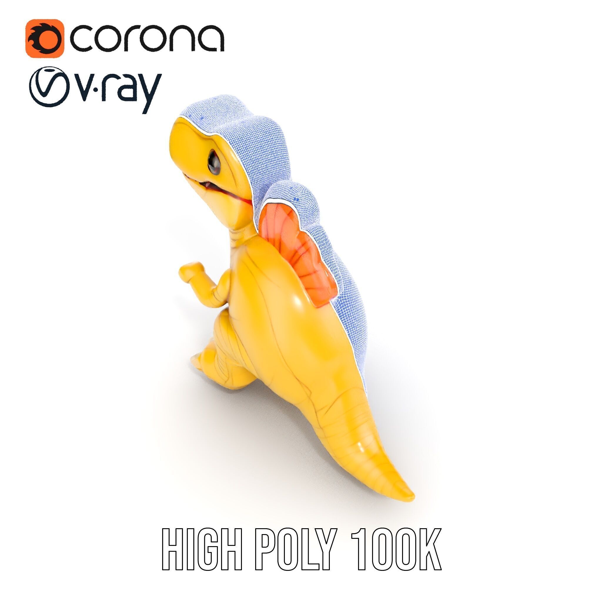 Cute Dinosaur Plush Toy Model Pack Low-poly 3D model_30