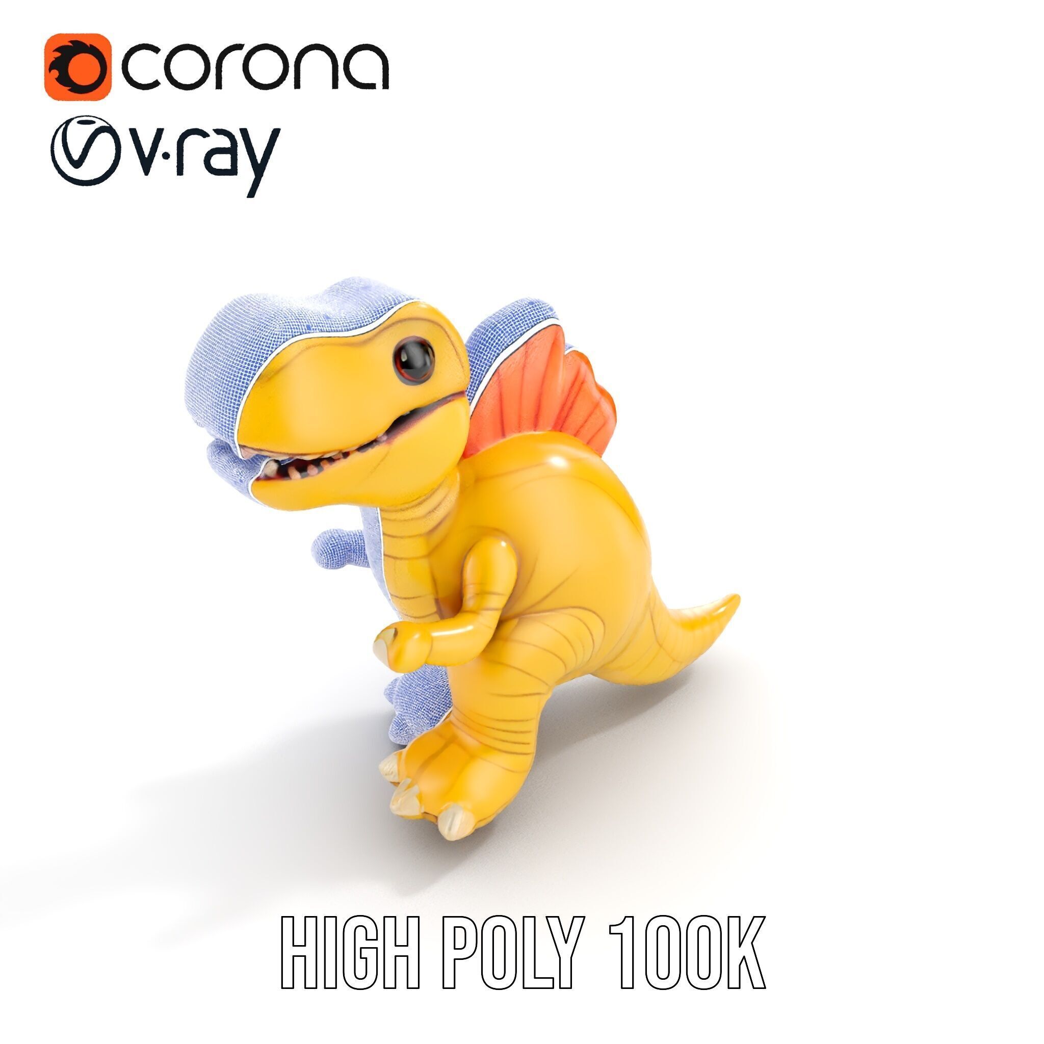 Cute Dinosaur Plush Toy Model Pack Low-poly 3D model_38