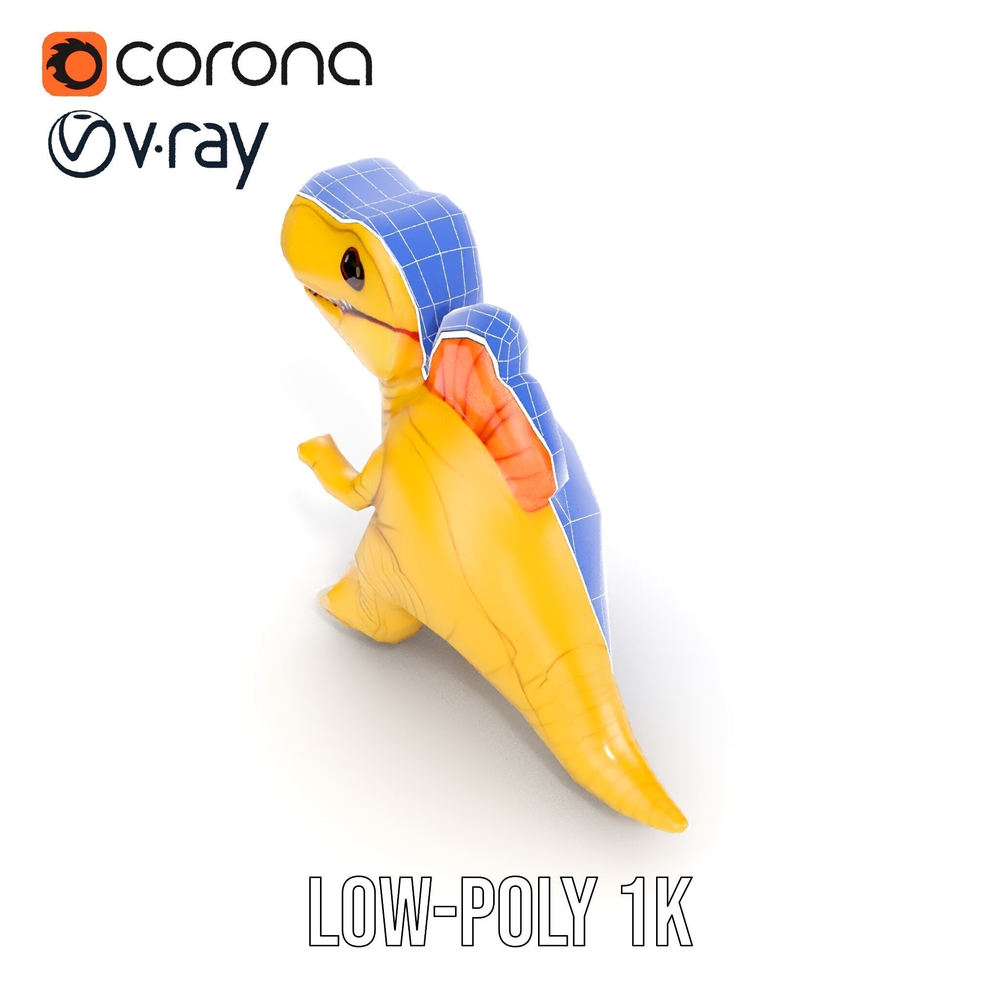 Cute Dinosaur Plush Toy Model Pack Low-poly 3D model_27