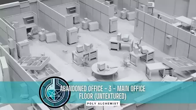Abandoned Office Asset Pack - 3 - Main Office Area - Untextured