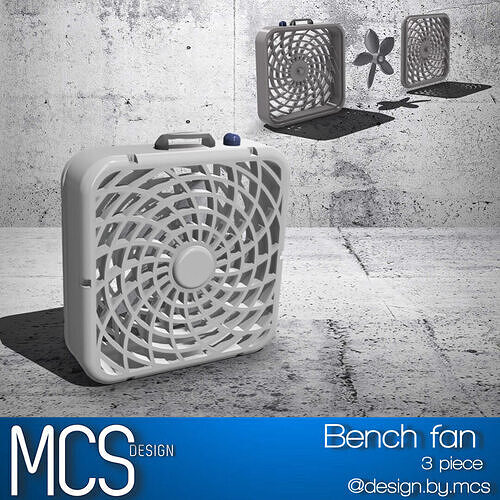 Bench fan for diorama 3D print model