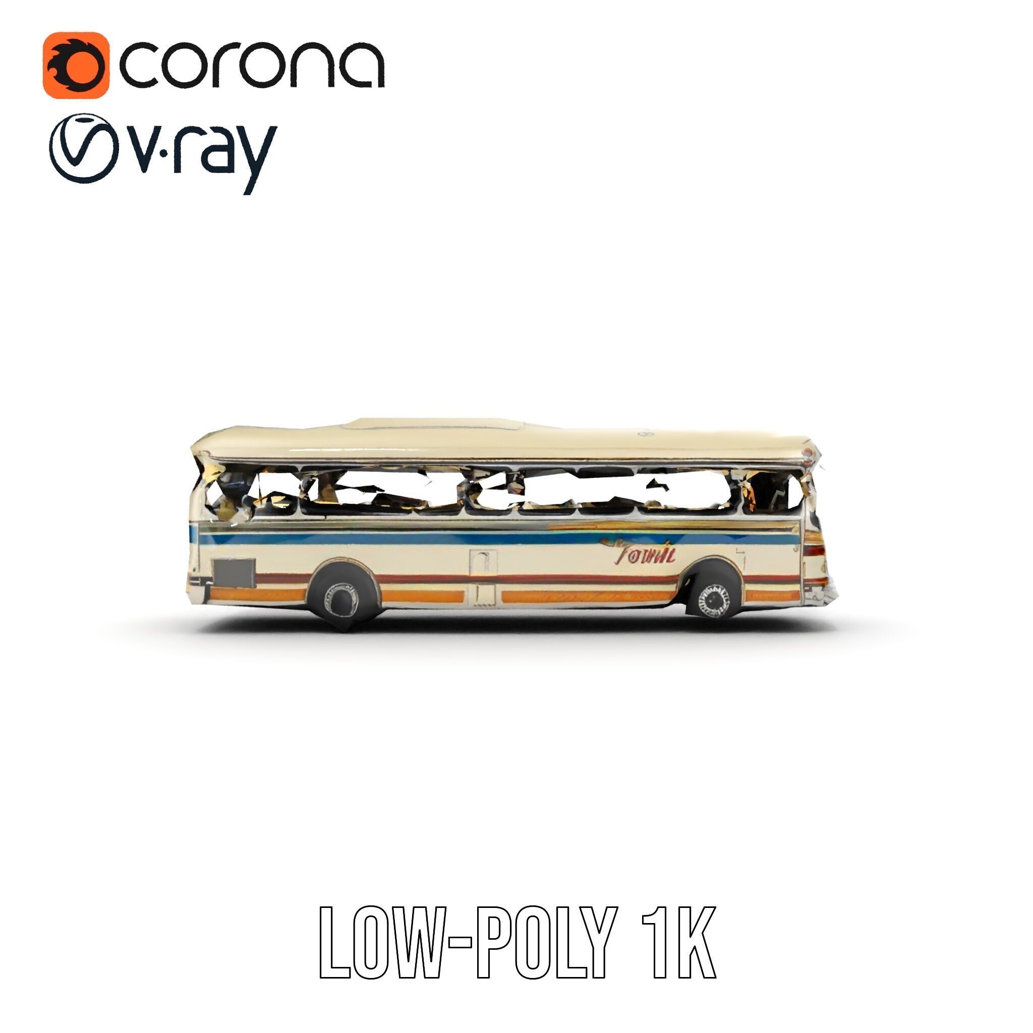 Vintage Bus D Model Pack Low-poly 3D model_20
