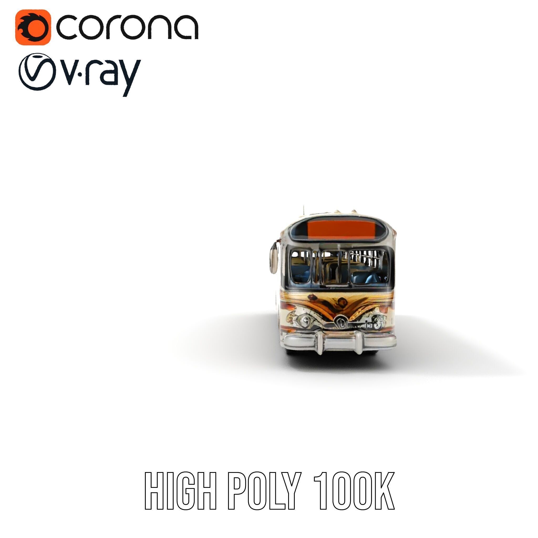 Vintage Bus D Model Pack Low-poly 3D model_27