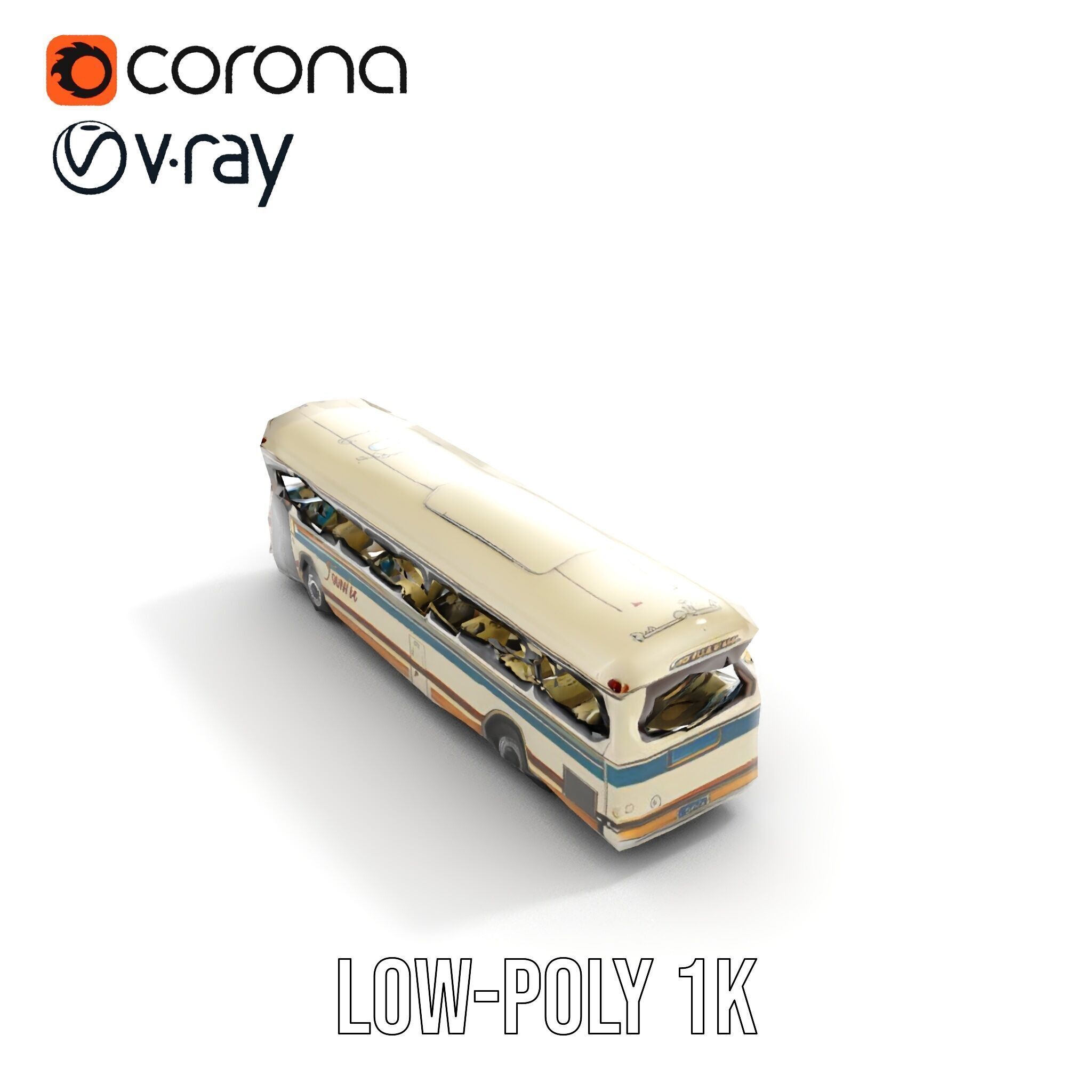 Vintage Bus D Model Pack Low-poly 3D model_13