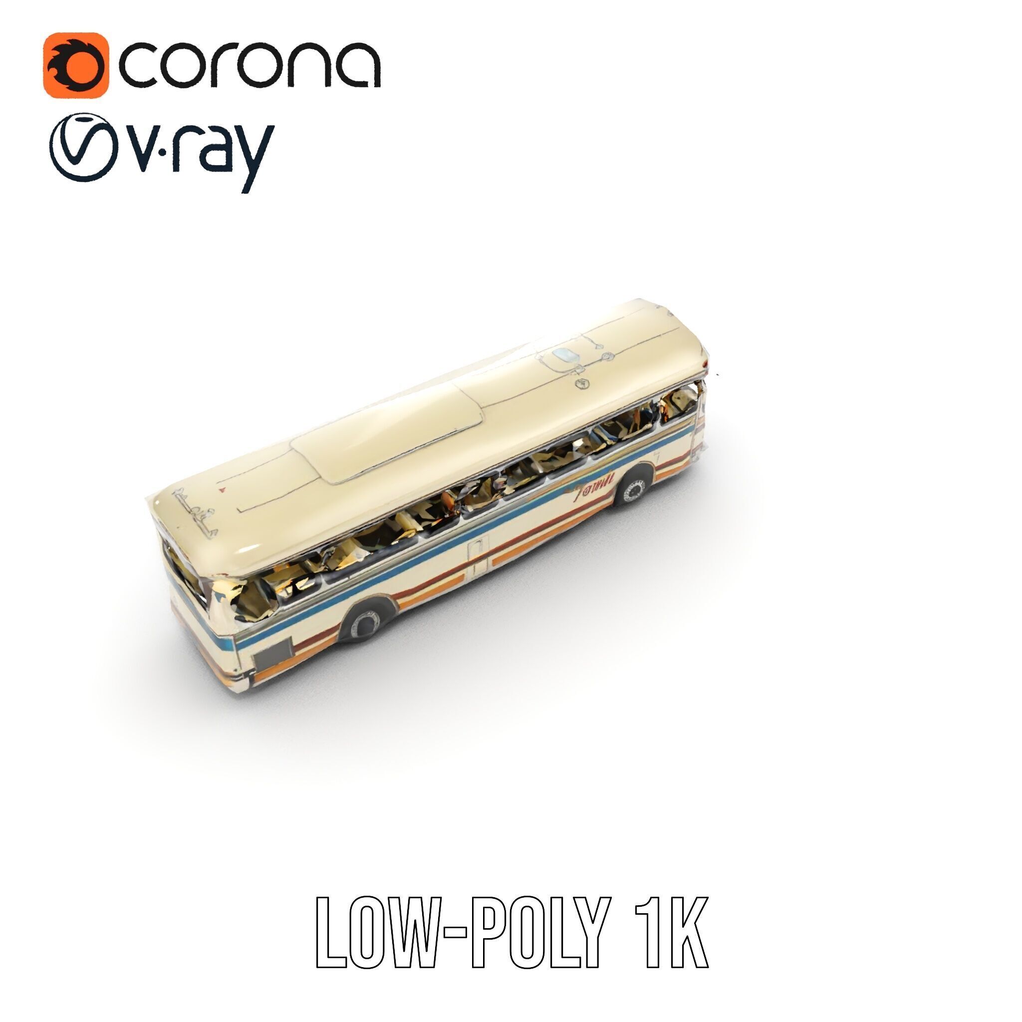 Vintage Bus D Model Pack Low-poly 3D model_7