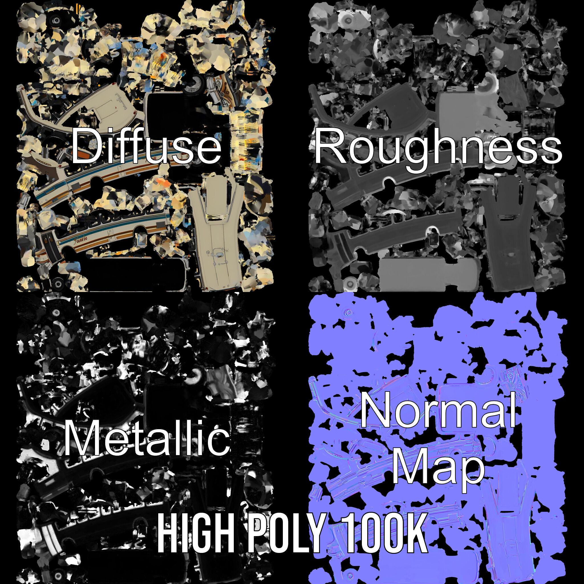 Vintage Bus D Model Pack Low-poly 3D model_3