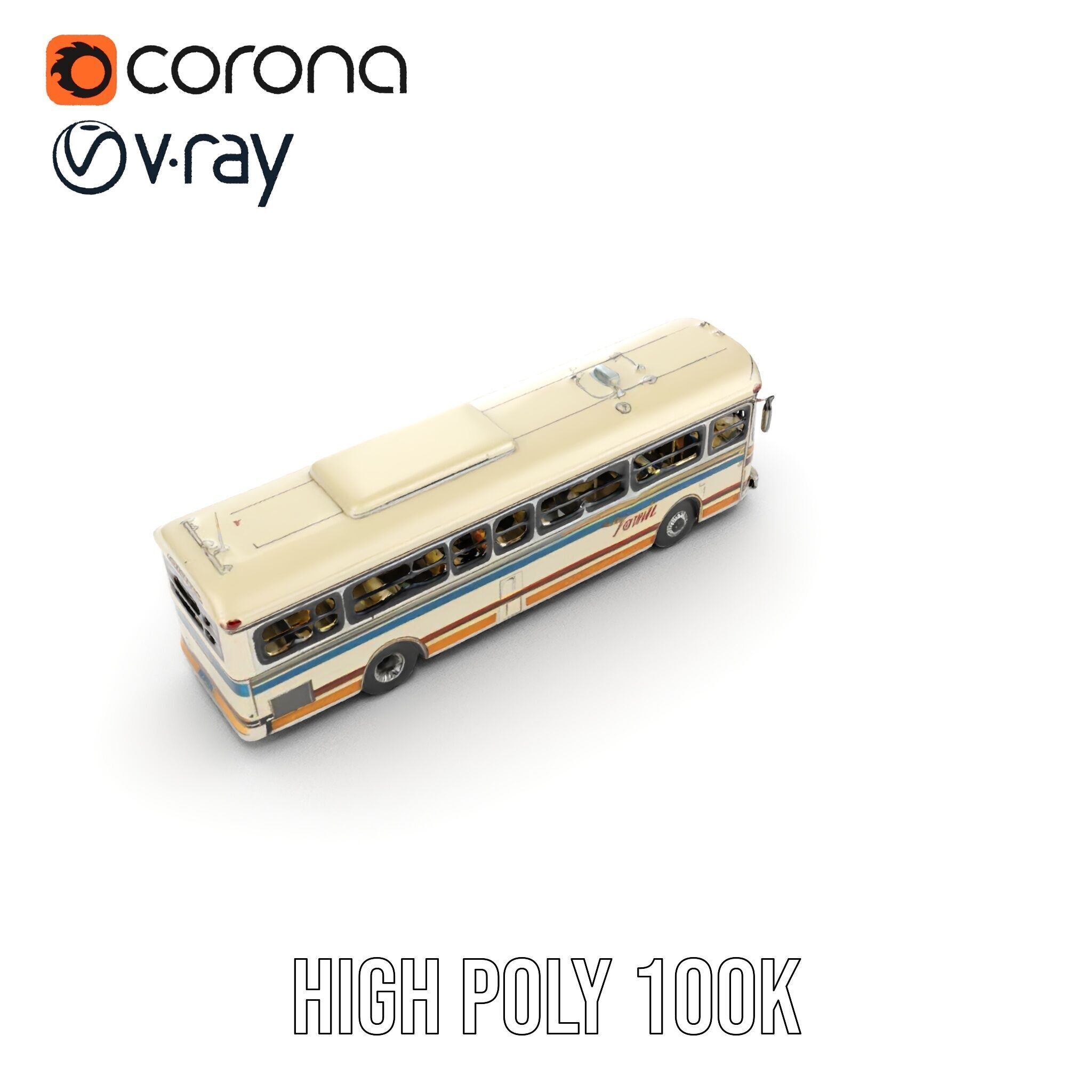 Vintage Bus D Model Pack Low-poly 3D model_36