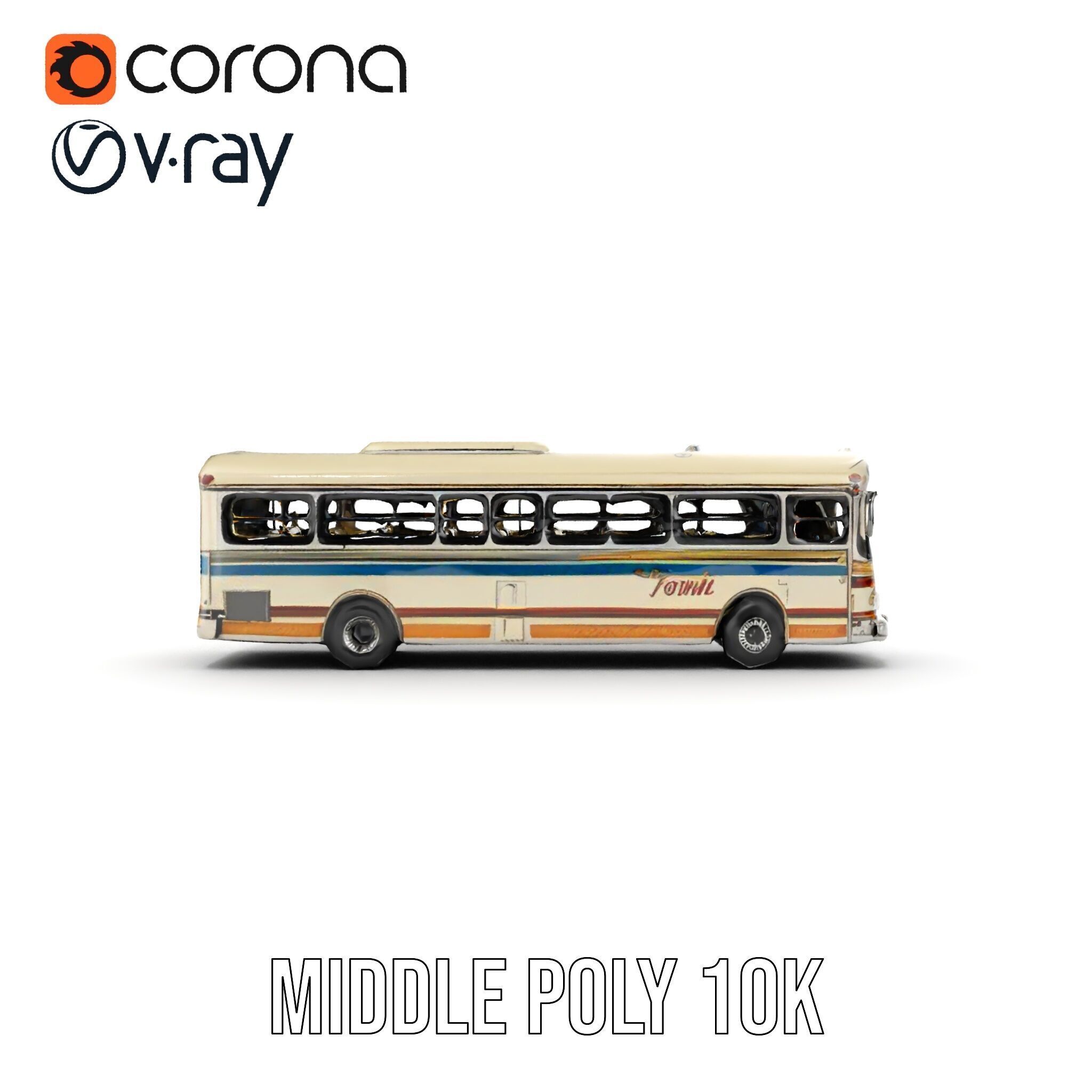 Vintage Bus D Model Pack Low-poly 3D model_9